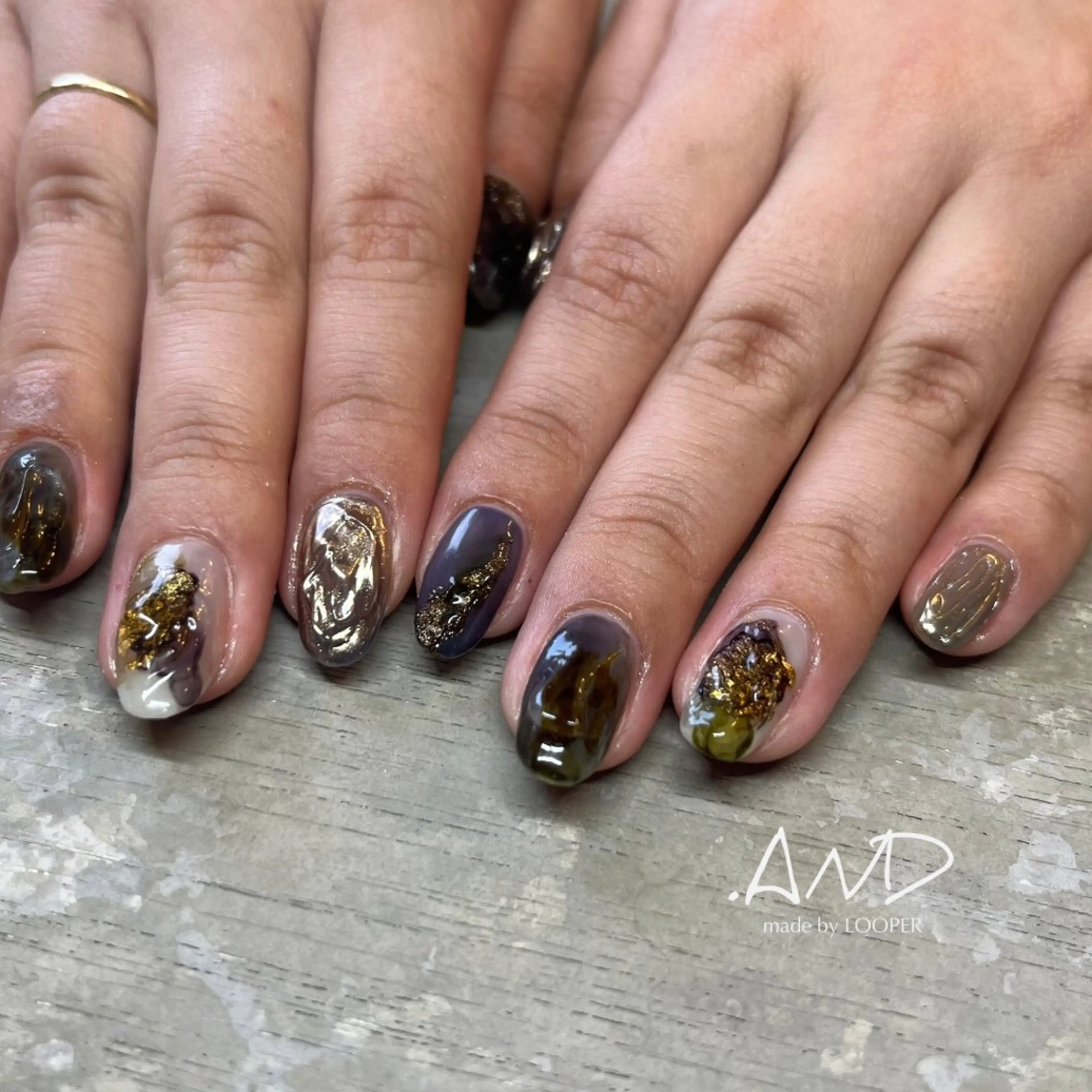 【オフあり】立体 〰️ ニュアンスネイル10本アート➰パラジェルベース無料-full design artの写真