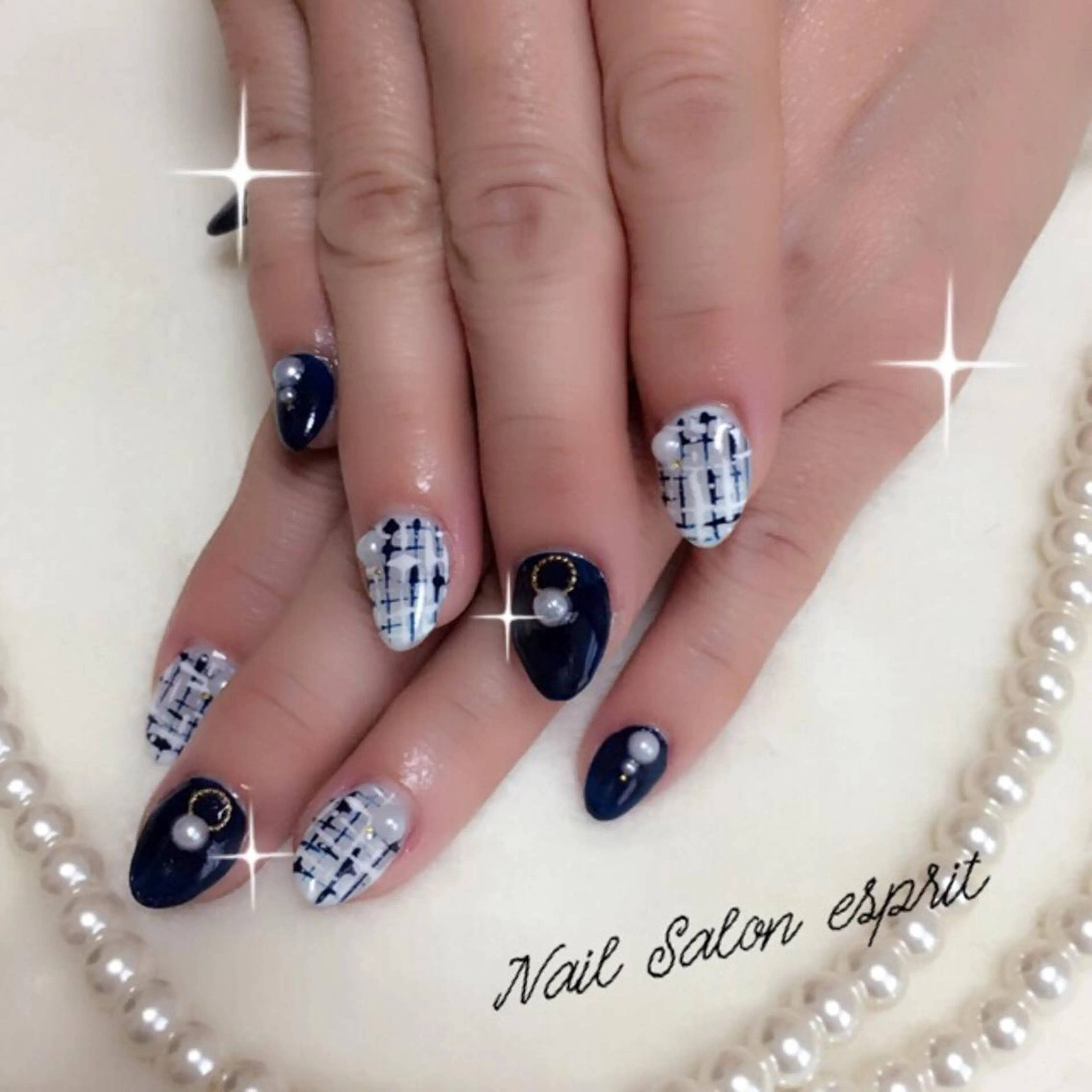 ネイル 長さ出し スカルプネイル ツイードネイル Nail Salon espritのネイルデザイン