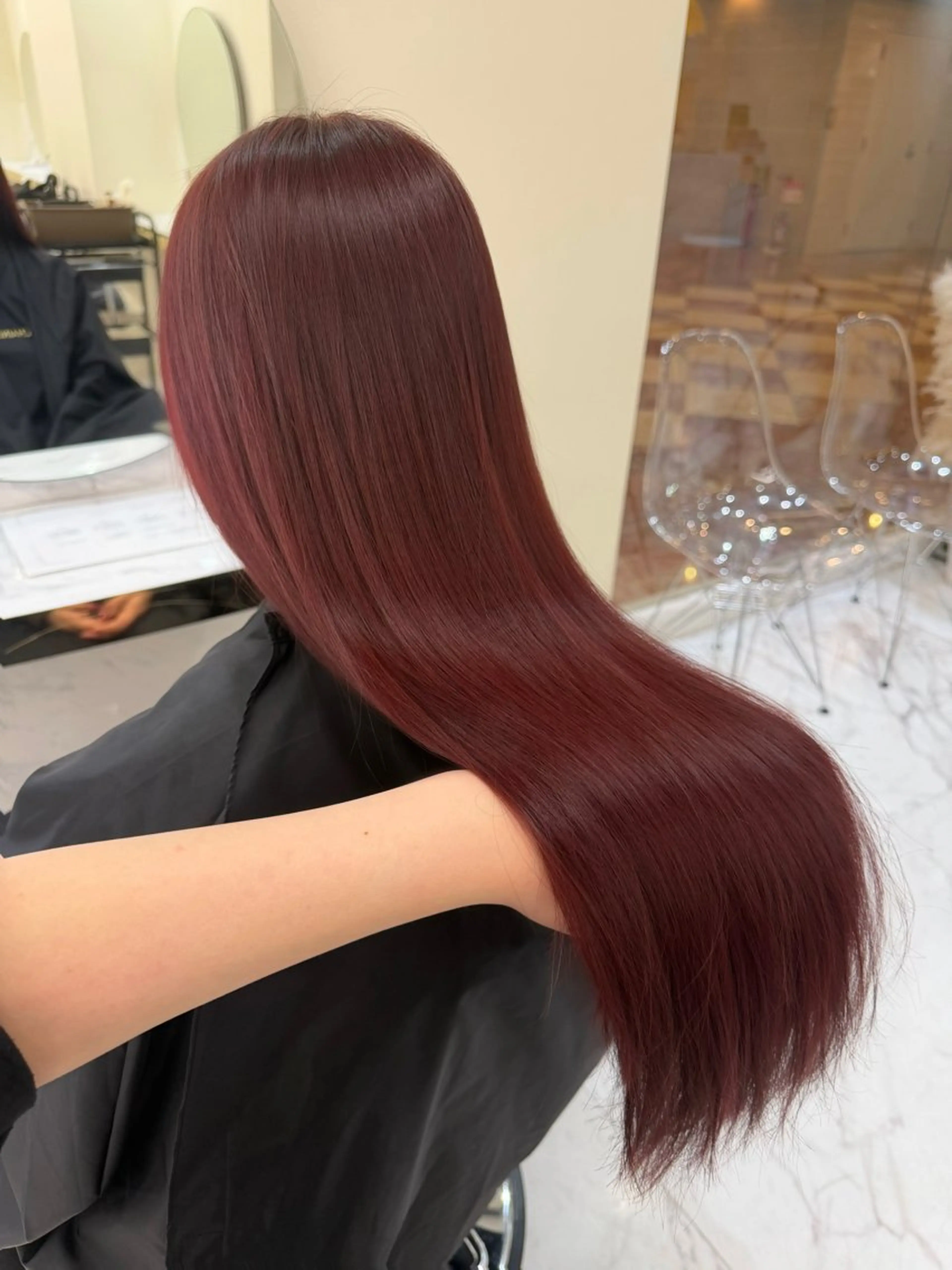 カラー ケアカラー 透明感カラー ピンクカラー ローズカラー 髪質改善 ヘアカラー aku💞韓国風🩷 ピンクカラー🎀🩷のヘアスタイル