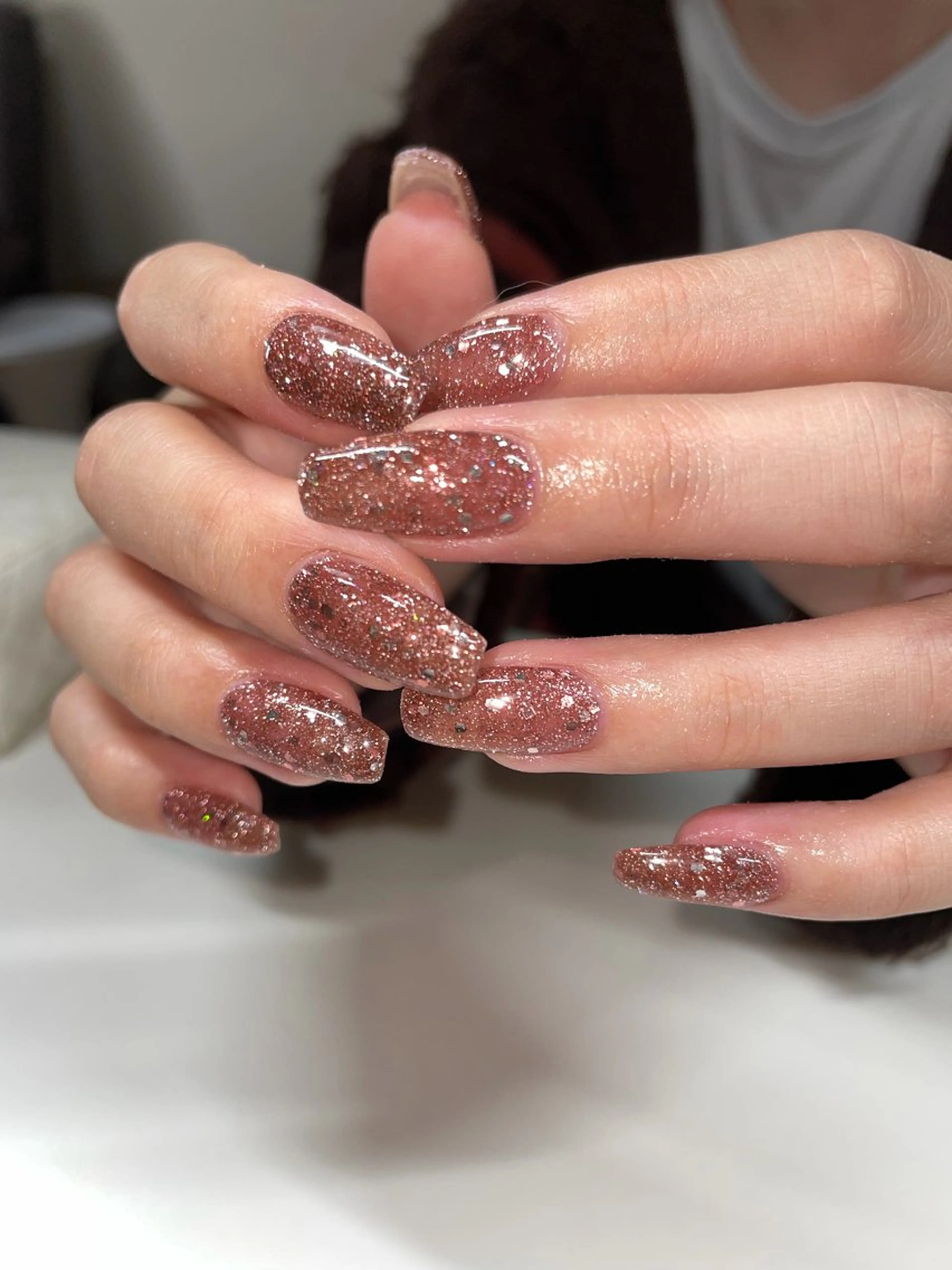 ネイル ブラウン ピンク 前田 凜のネイルデザイン