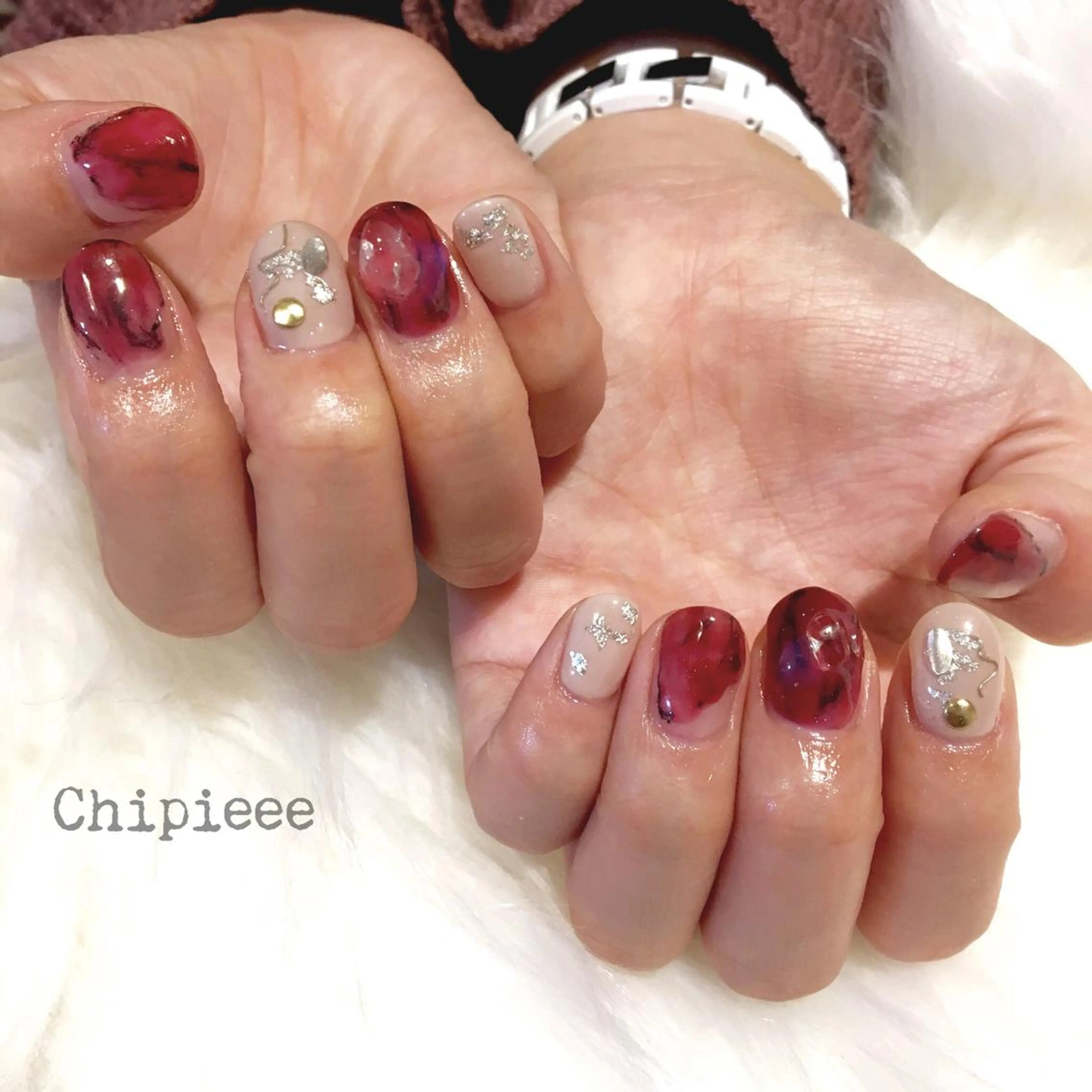 ネイル ボルドー revia所属・ERI Nailistのネイルデザイン