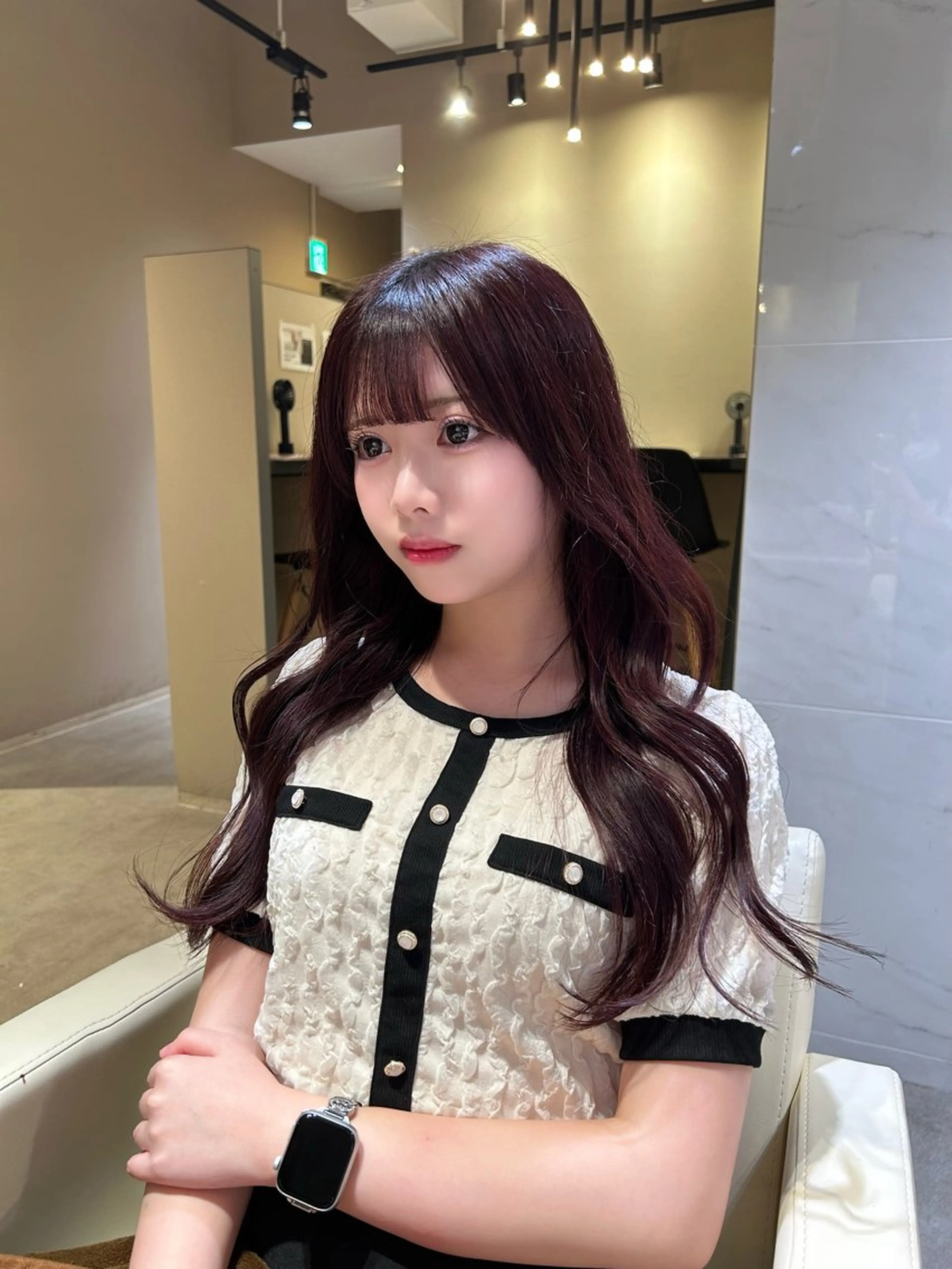 ロング ピンクブラウン カット ヘアカラー トリートメント 谷 亜澄のヘアスタイル