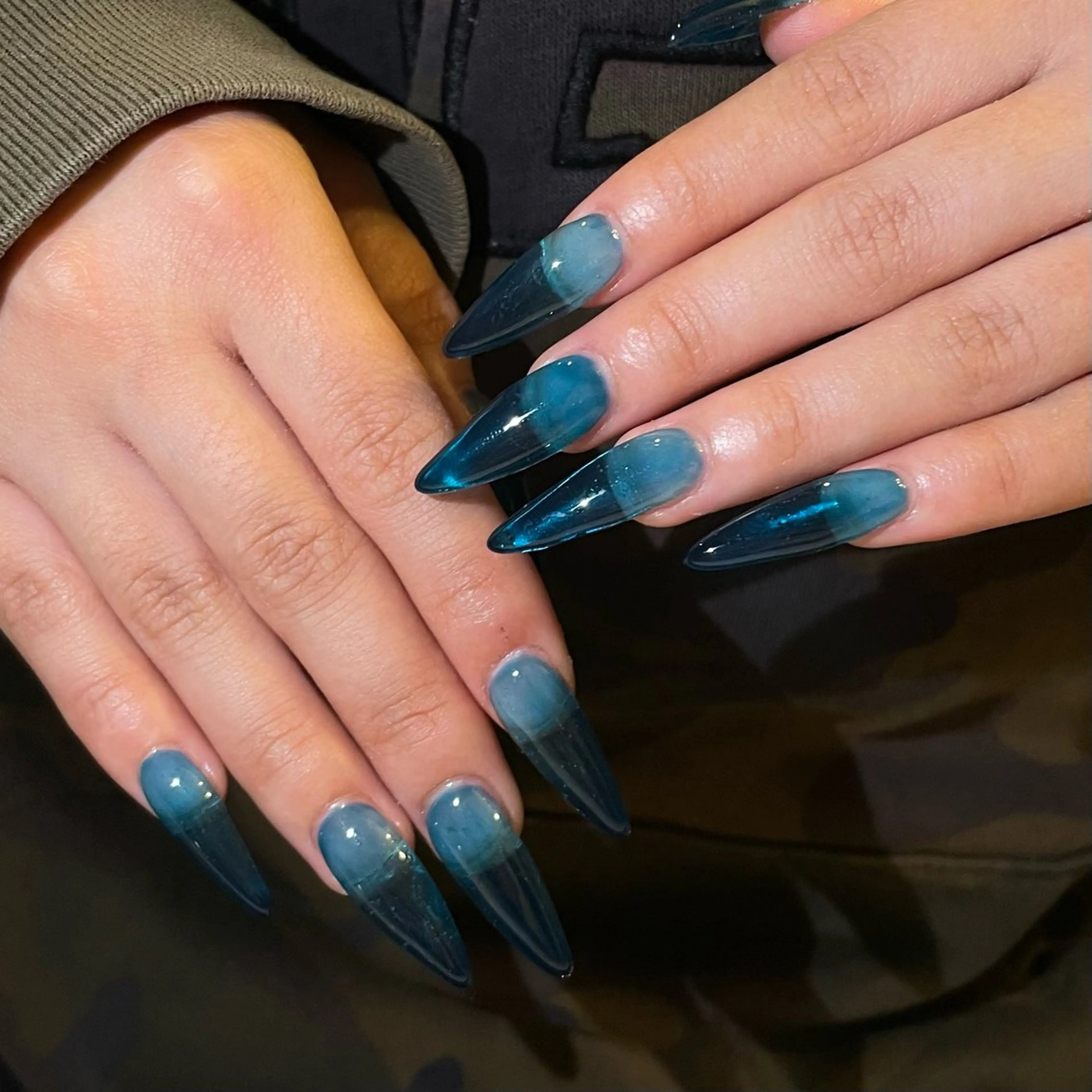 ネイル ブルー クリアネイル ハンドネイル lillion🌙 anのネイルデザイン