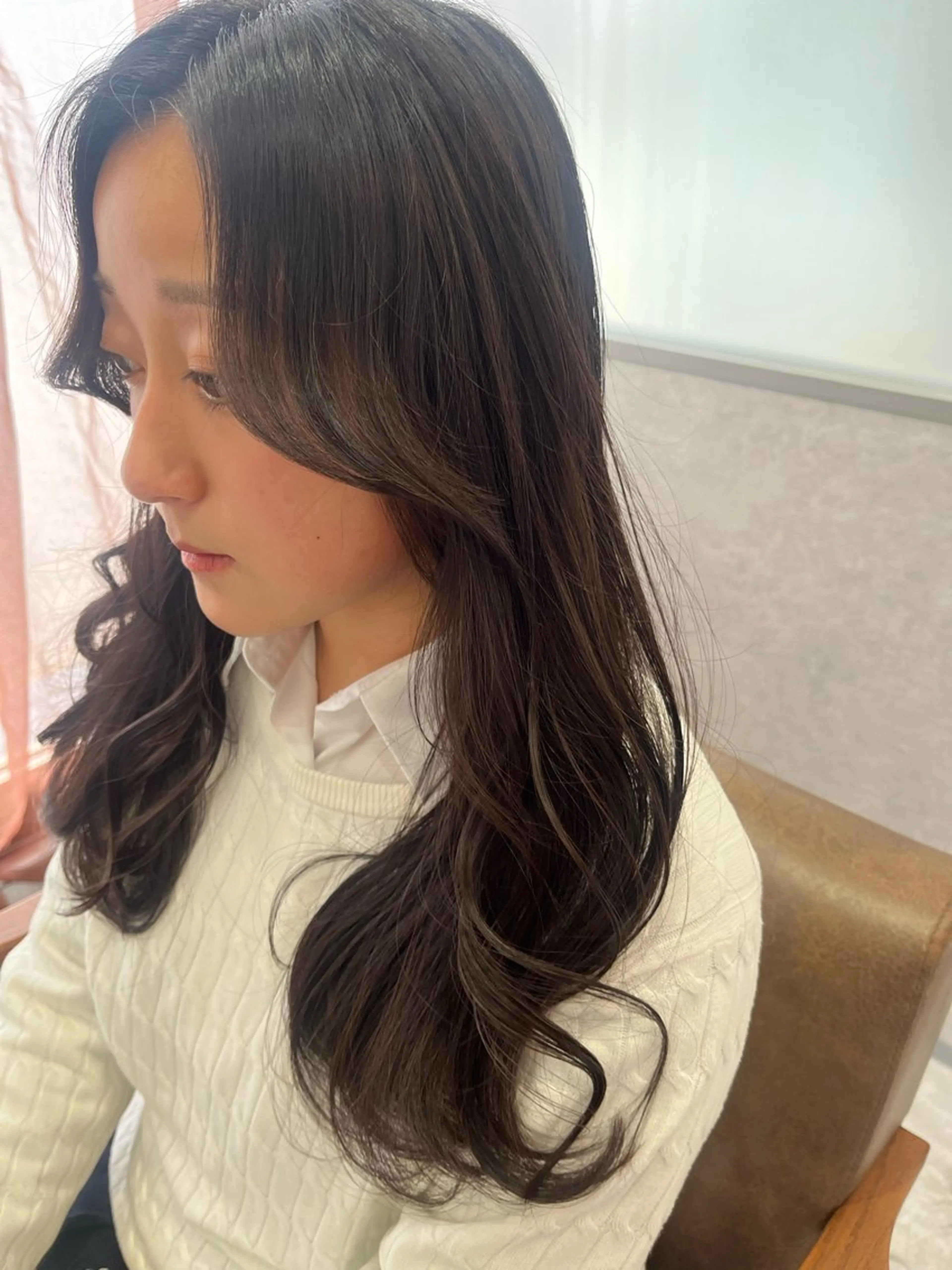 ロング 韓国風ヘア カット 暖色＊ベージュ ＊くらたあやかのヘアスタイル