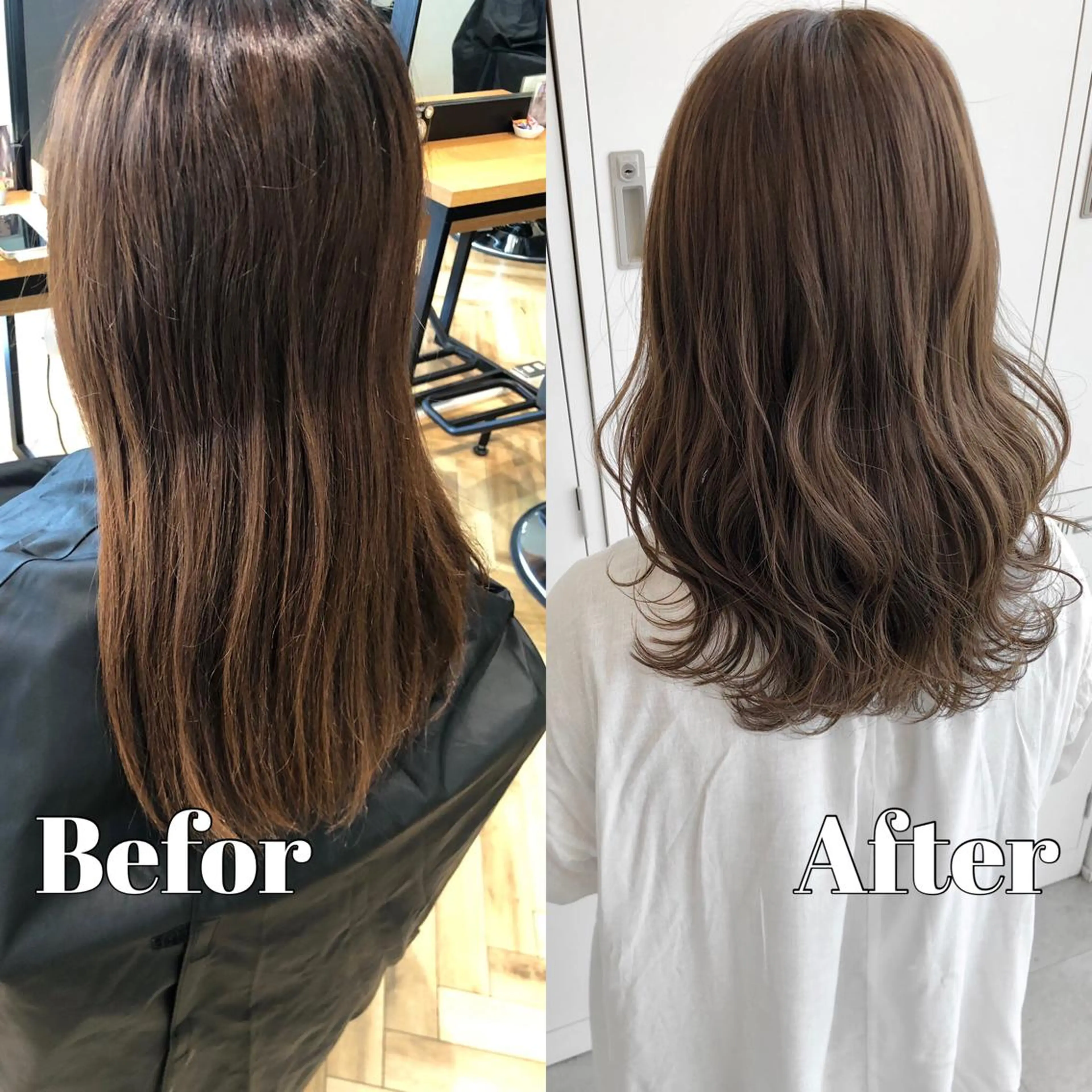 セミロング カラー ベージュカラー オレンジ Saori / さおりのヘアスタイル