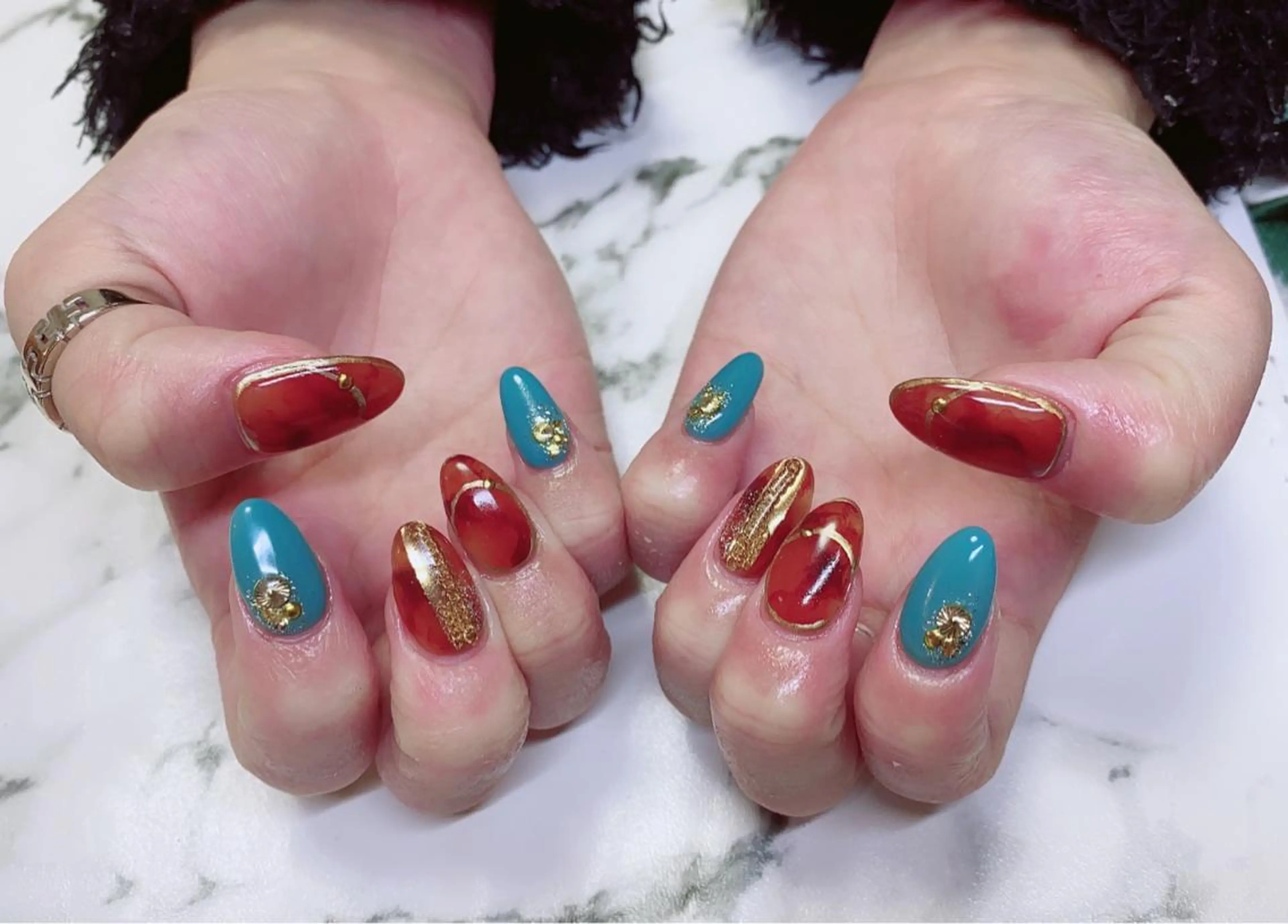 ロング カラー ネイル 長さ出し Q Free nailsのネイルデザイン