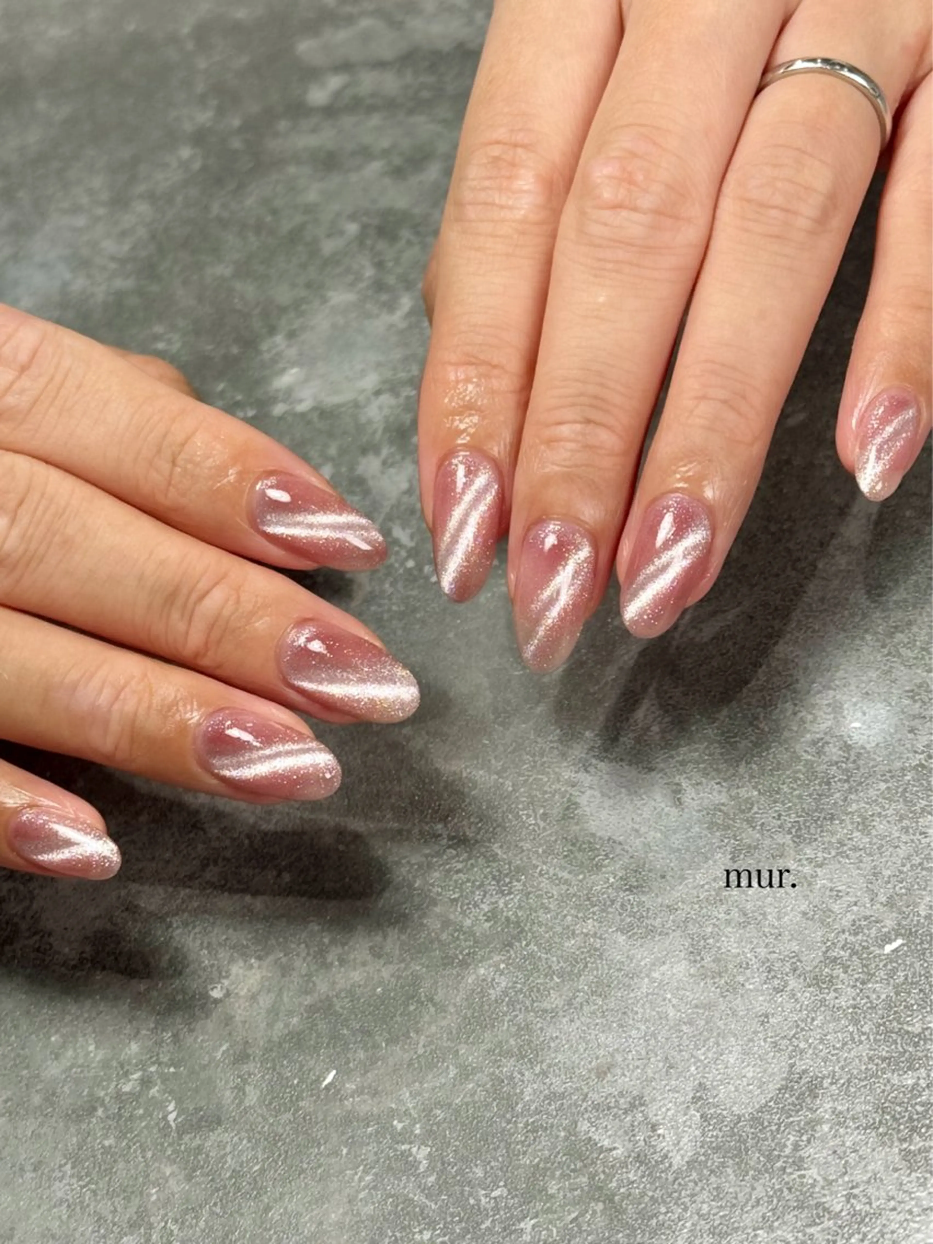 ネイル マグネットネイル ピンク ハンドネイル nail salon　mur.所属・mur. harukaのネイルデザイン