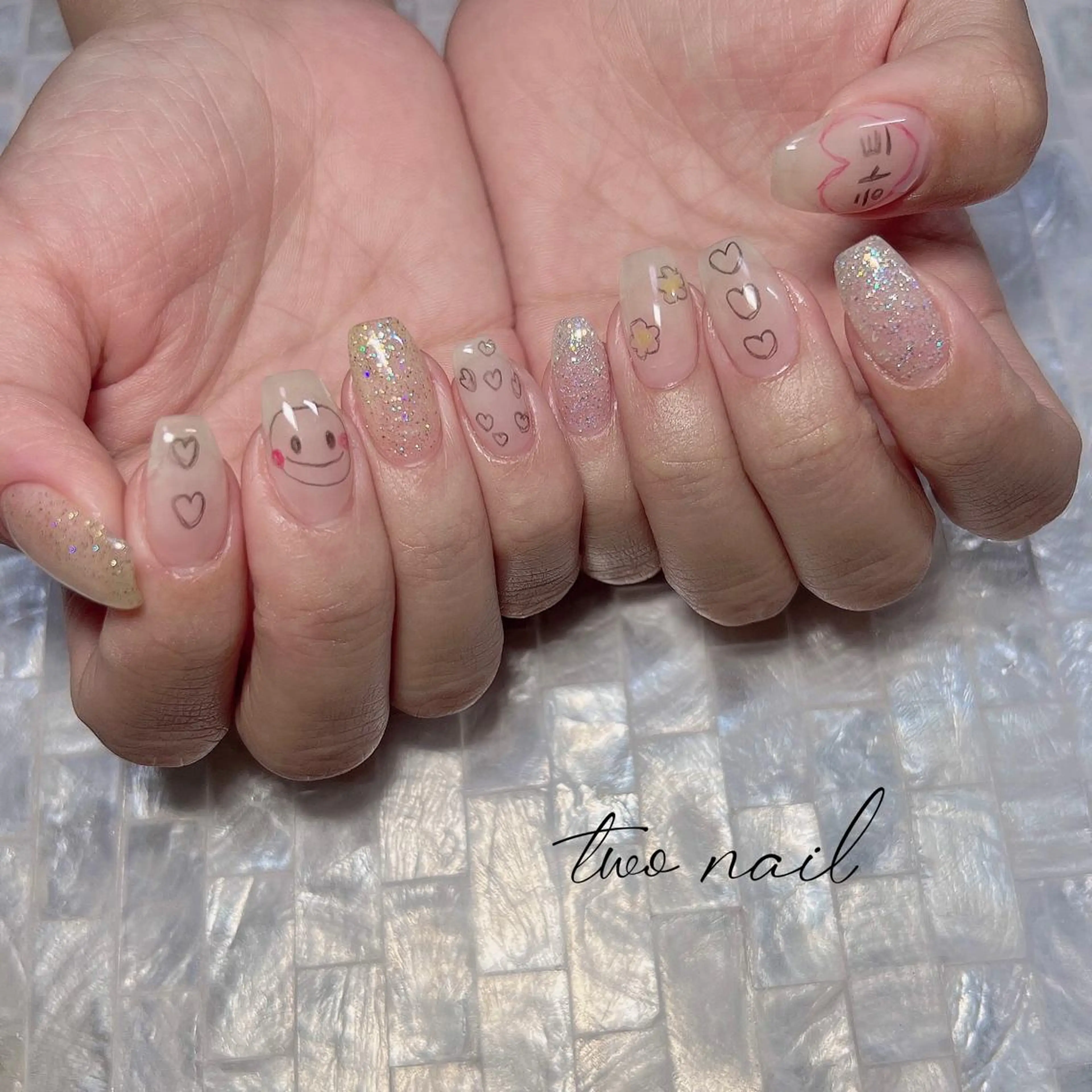 ネイル アートネイル フットネイル ハート ニュアンスネイル オフィスネイル ハンドネイル two nailのネイルデザイン