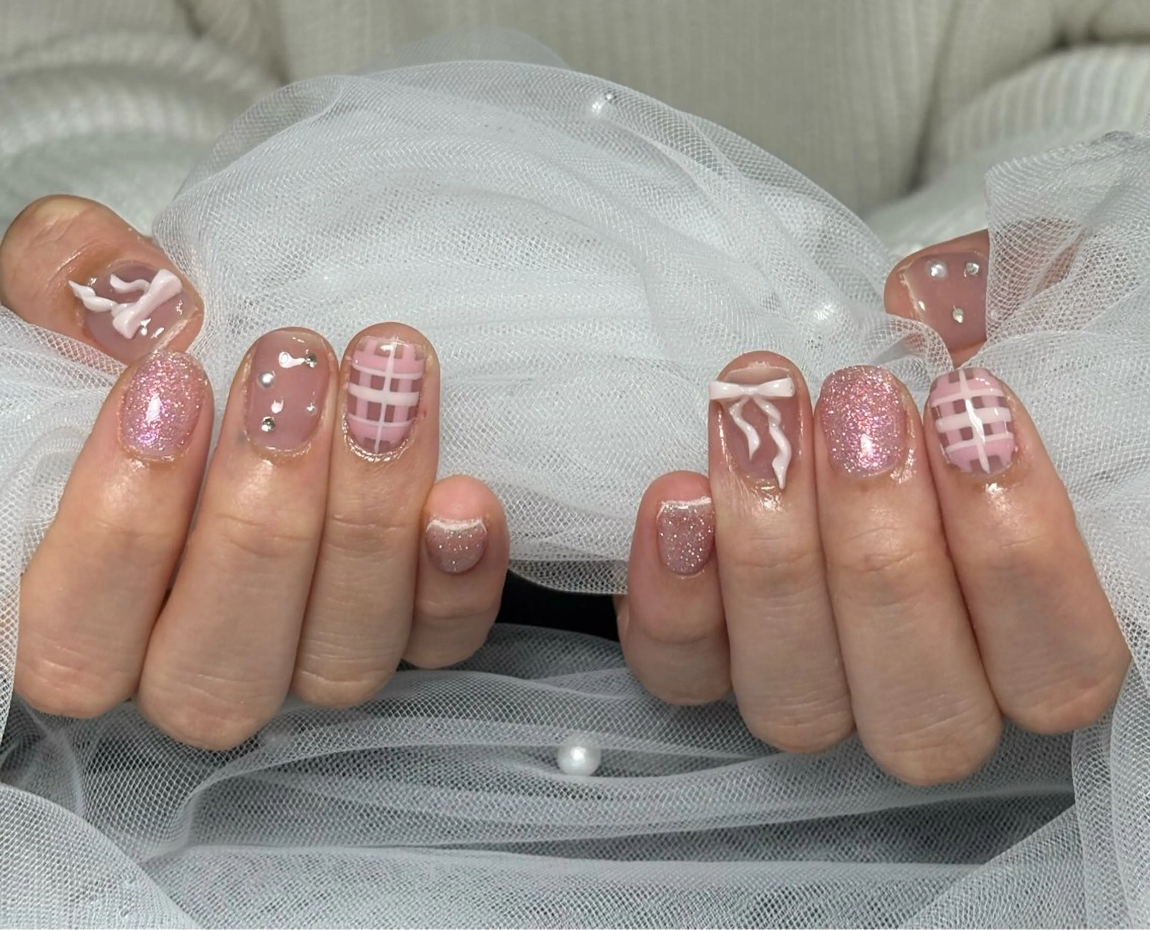 ネイル アートネイル 長さ出し ジェルネイル マグネットネイル ニュアンスネイル なな_ CloudyChanのネイルデザイン