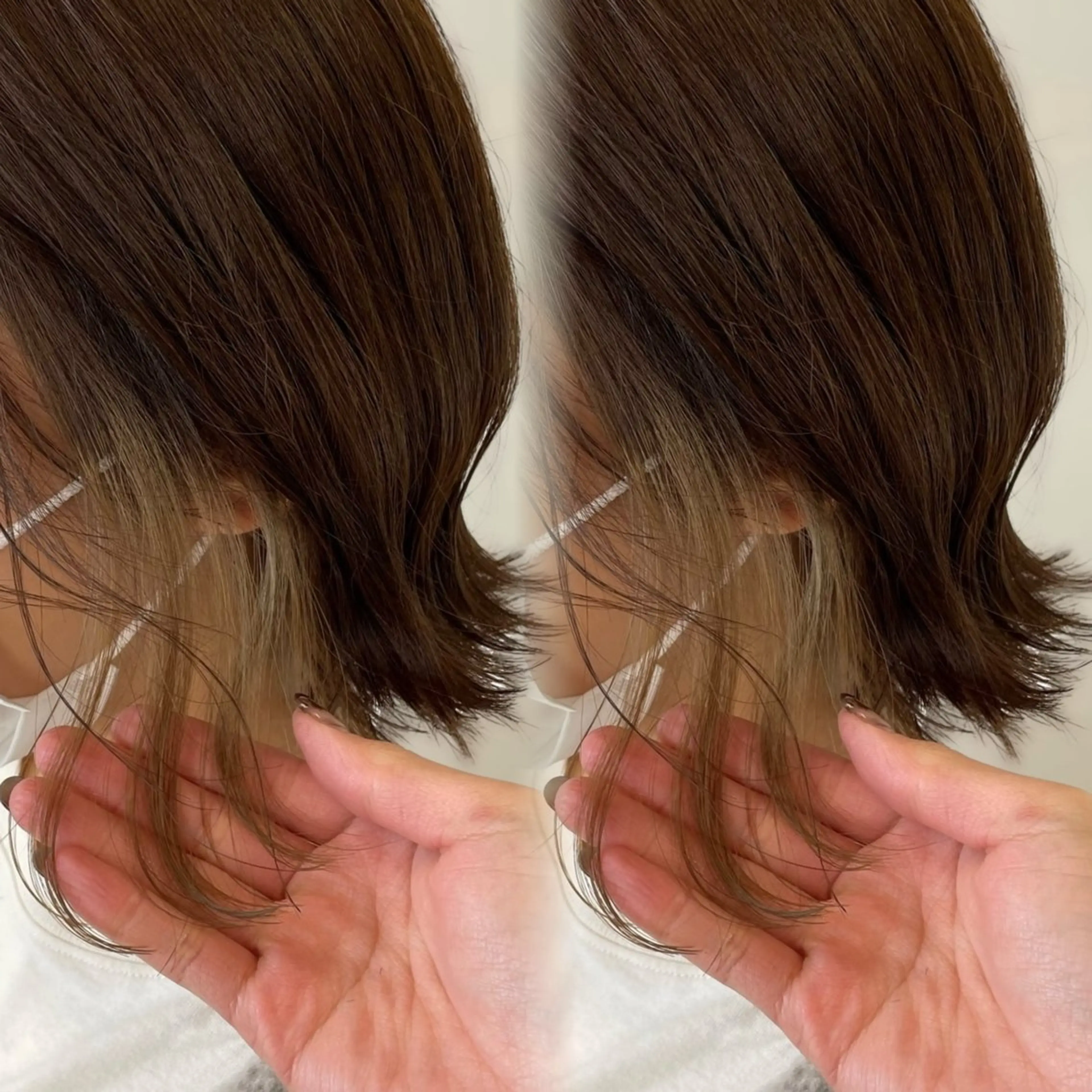 ショート ヘアカラー ベージュ／スパ／ レイヤー／ゆいなのヘアスタイル