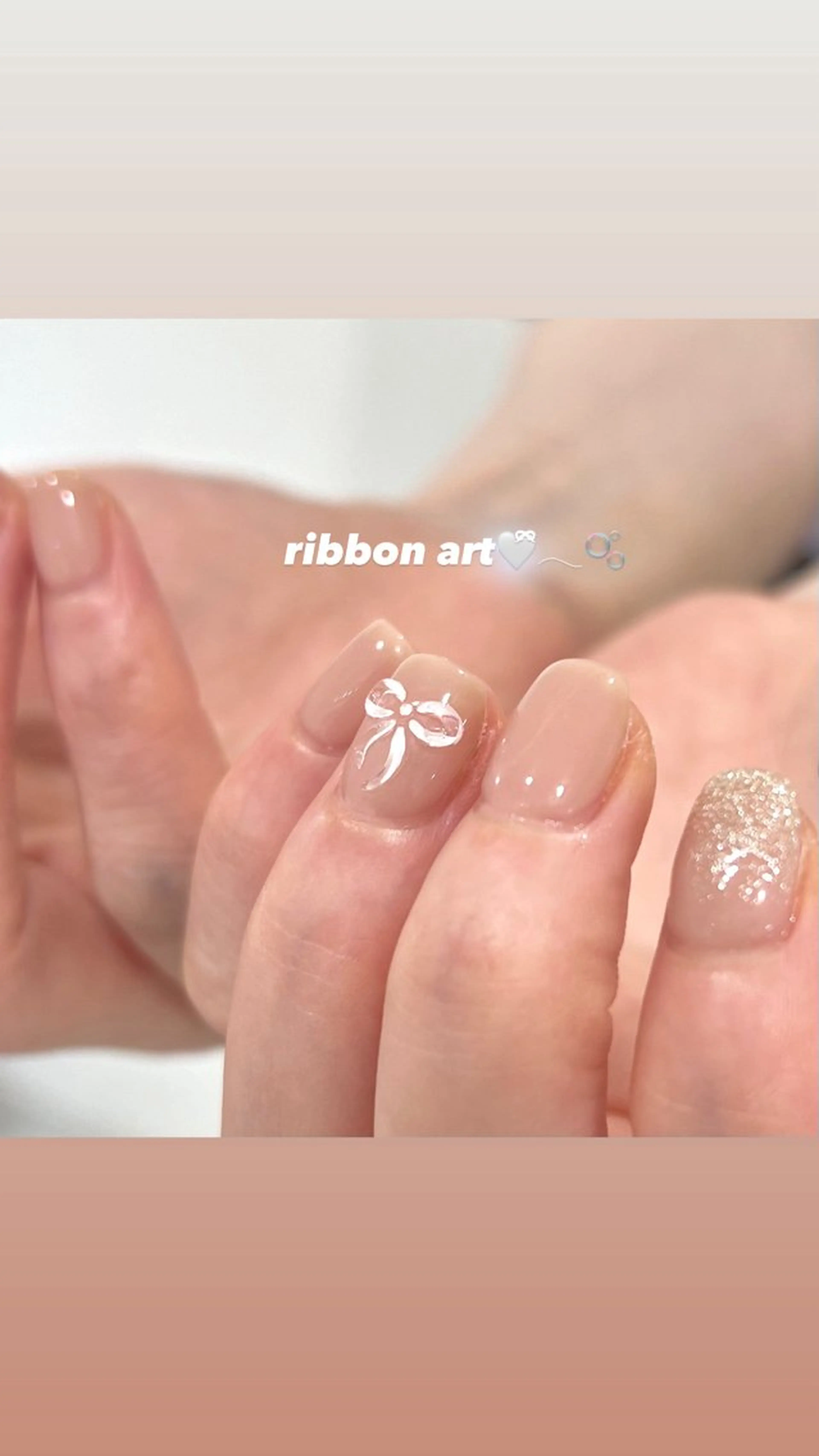 ネイル アートネイル リボン ハンドネイル 🎀チーク/ちゅるん 🫧chisa🎀のネイルデザイン