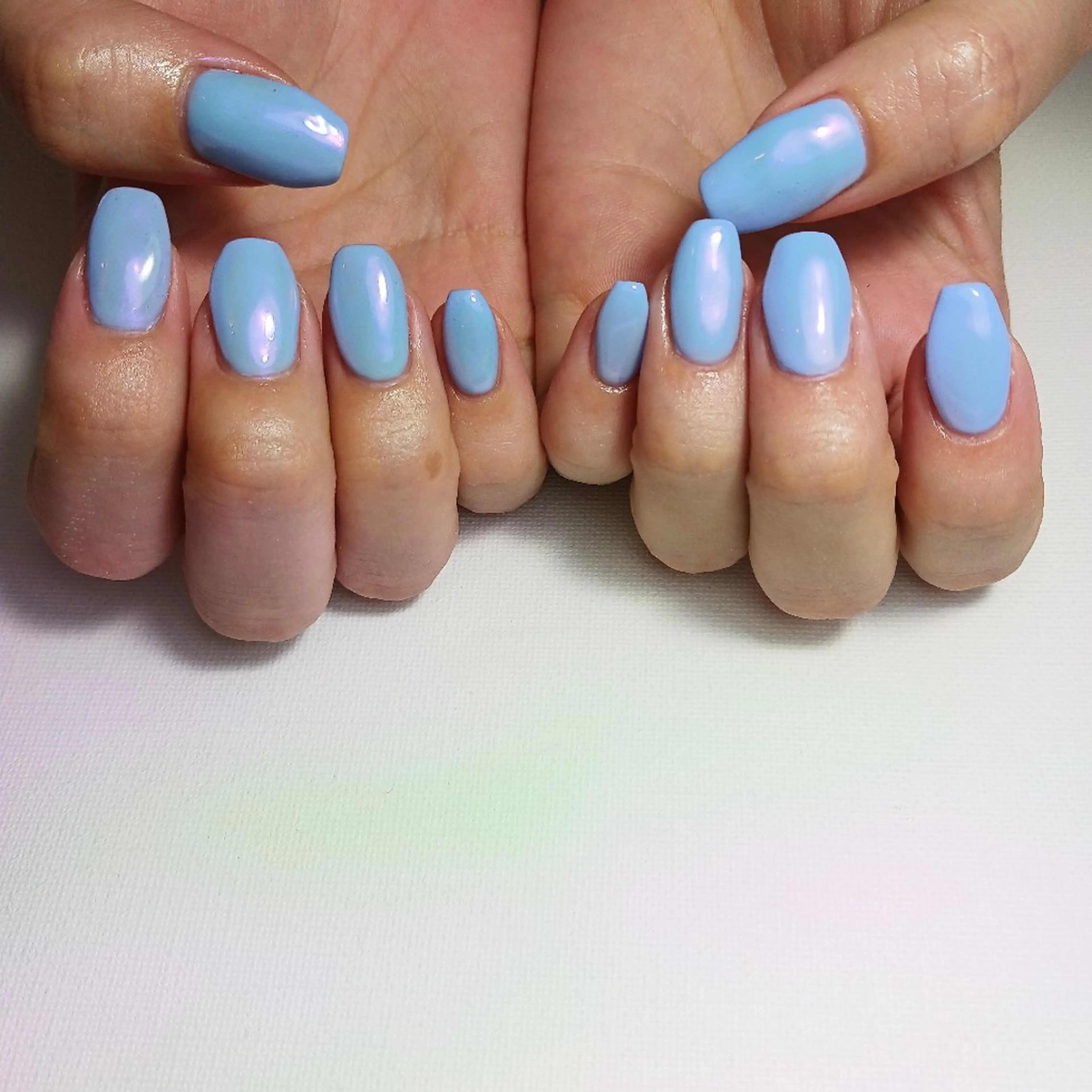 ネイル オーロラネイル ブルー ジェルネイル 持ち込み ショートネイル ハンドネイル owlnail /持込みデザイン専門のネイルデザイン