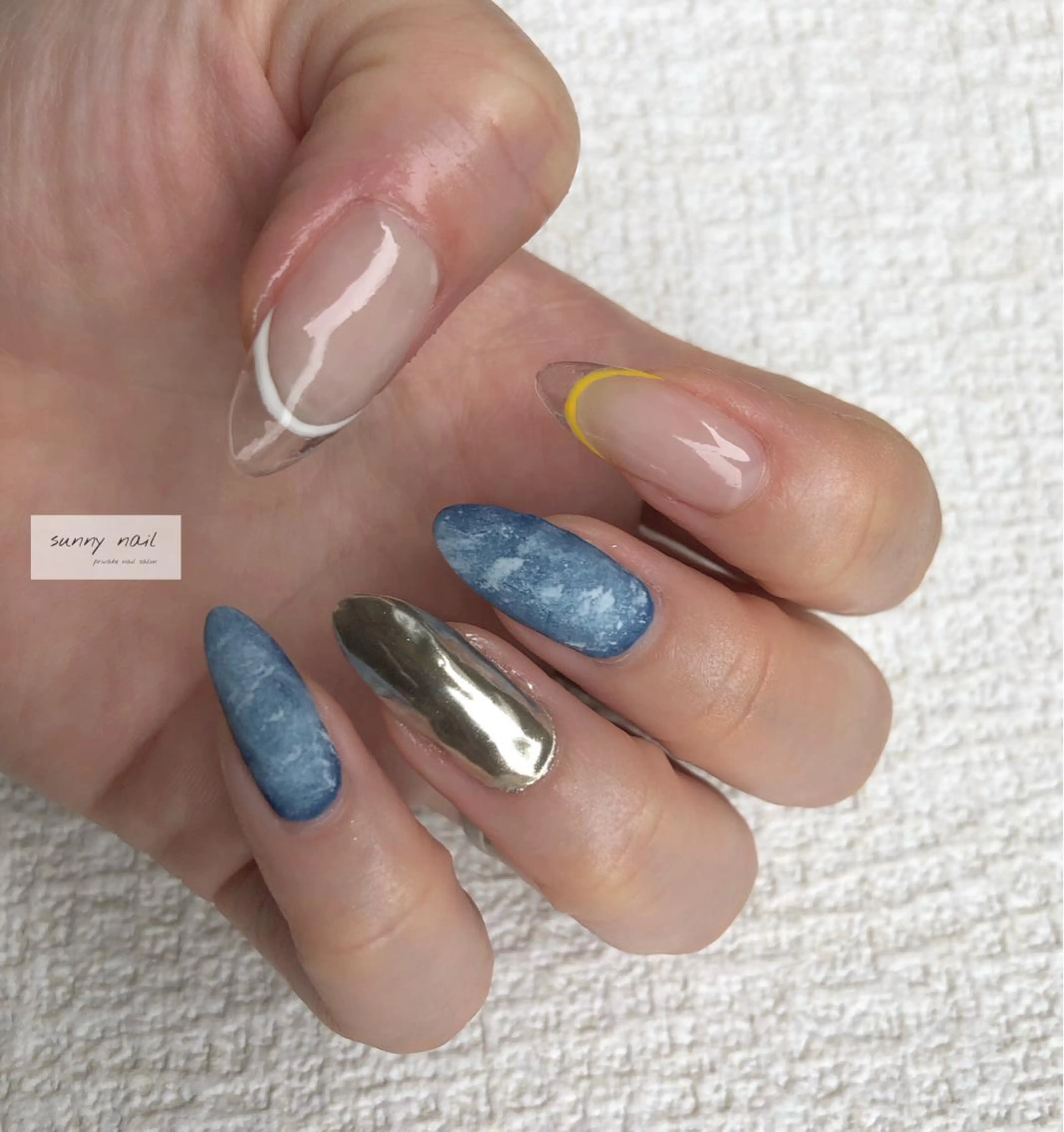 ネイル カジュアル クリアネイル フレンチネイル ジェルネイル ミラーネイル sunny nailのネイルデザイン