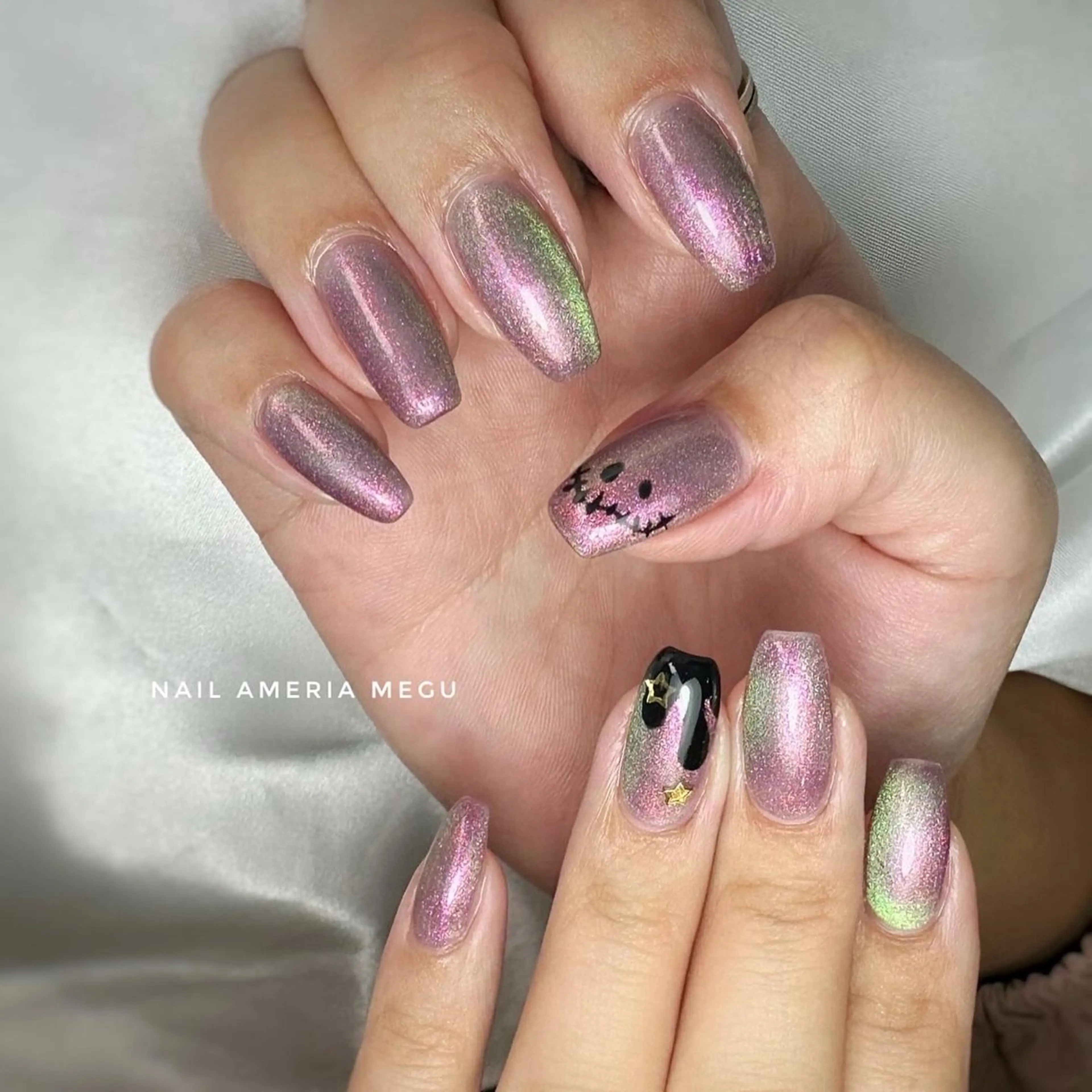 ネイル アートネイル ハロウィン マグネットネイル ハンドネイル Nail ameria megu所属・ameria meguのネイルデザイン