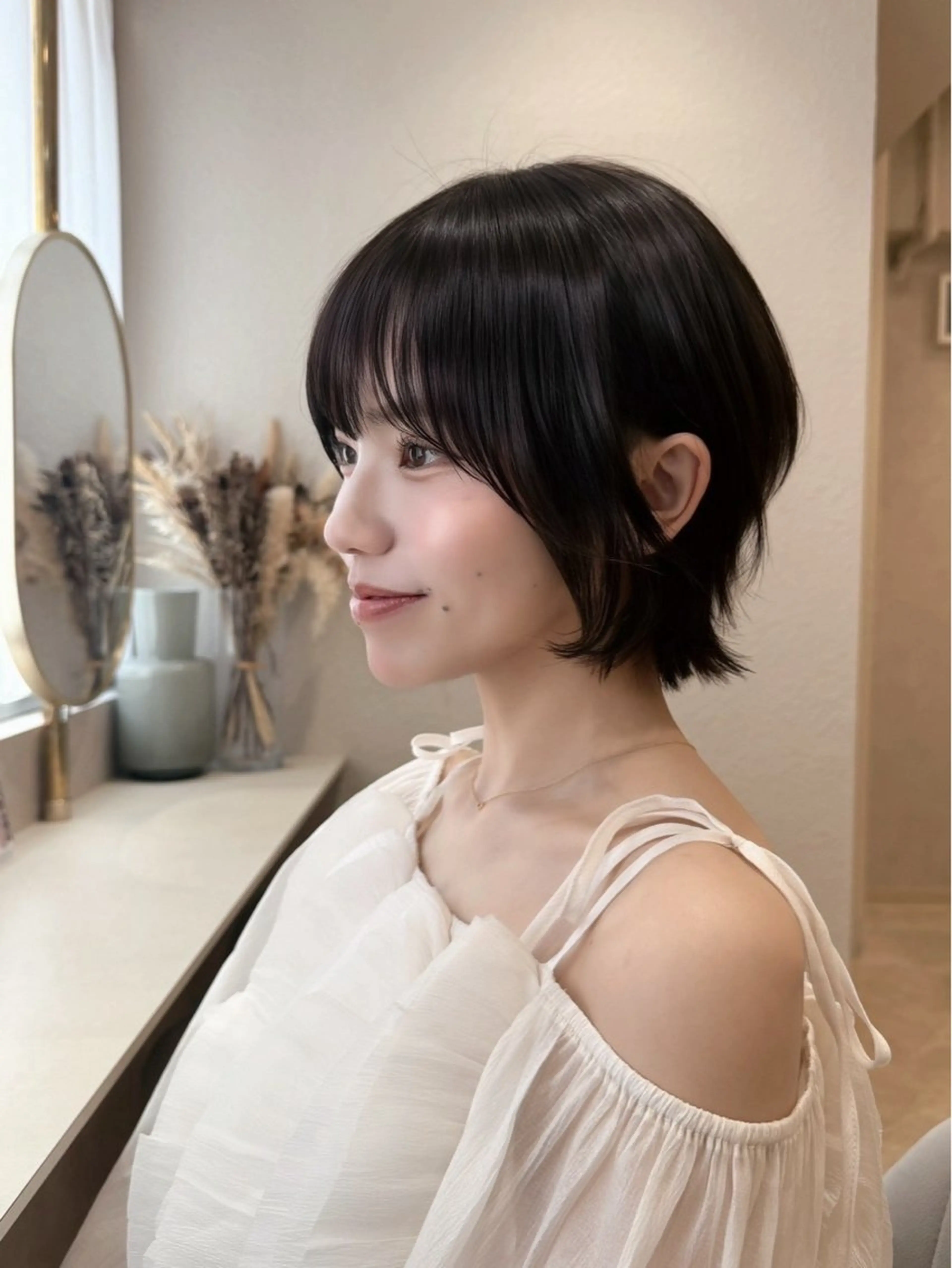 ショート 切りっぱなしボブ ボブ くびれヘア 外ハネヘア カット ヘアカラー トリートメント ボブ/ショート/艶髪 カラー/TOSHIのヘアスタイル