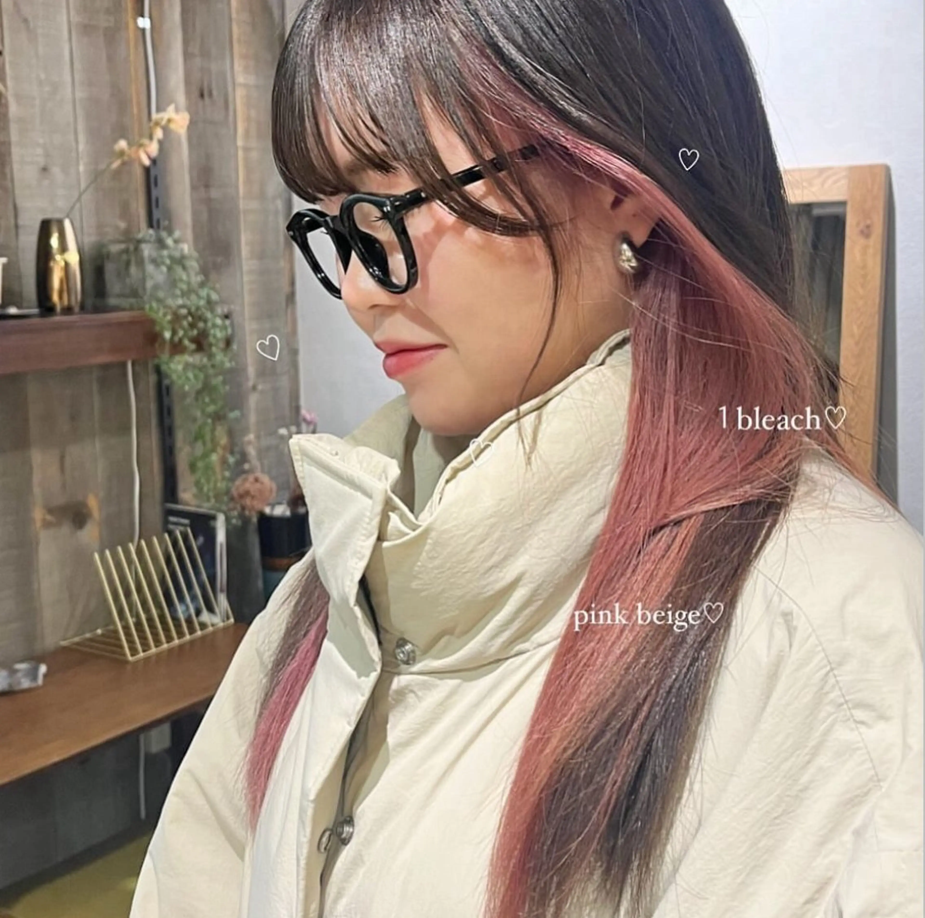 セミロング カラー ベージュカラー インナーカラー ピンクカラー ピンクベージュ ヘアカラー alku 中目黒所属・ai🎀中目黒美容室 /暖色×ガーリーのヘアスタイル