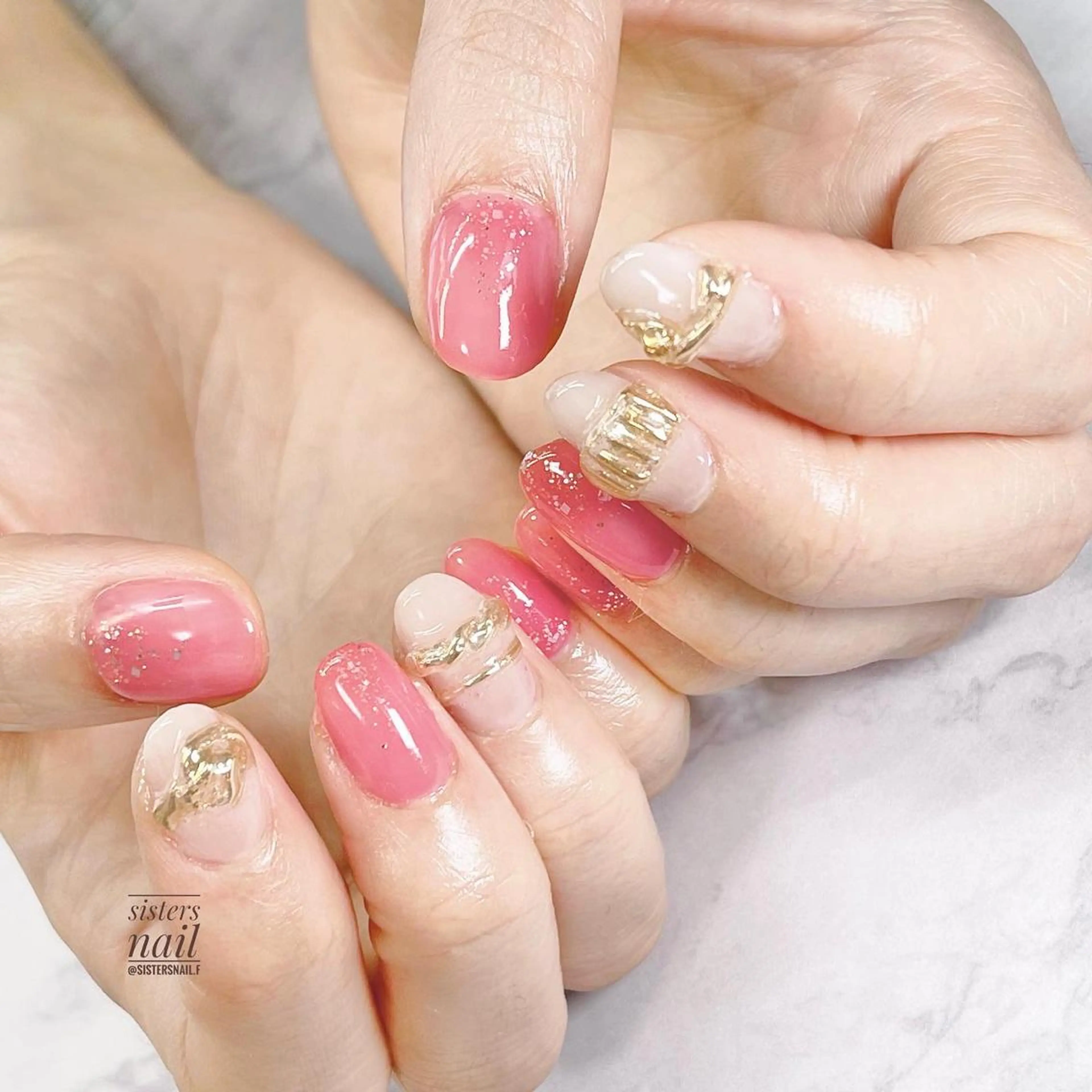 ネイル アートネイル ニュアンスネイル ワンカラーネイル ピンク シンプルネイル sisters nail.fのネイルデザイン