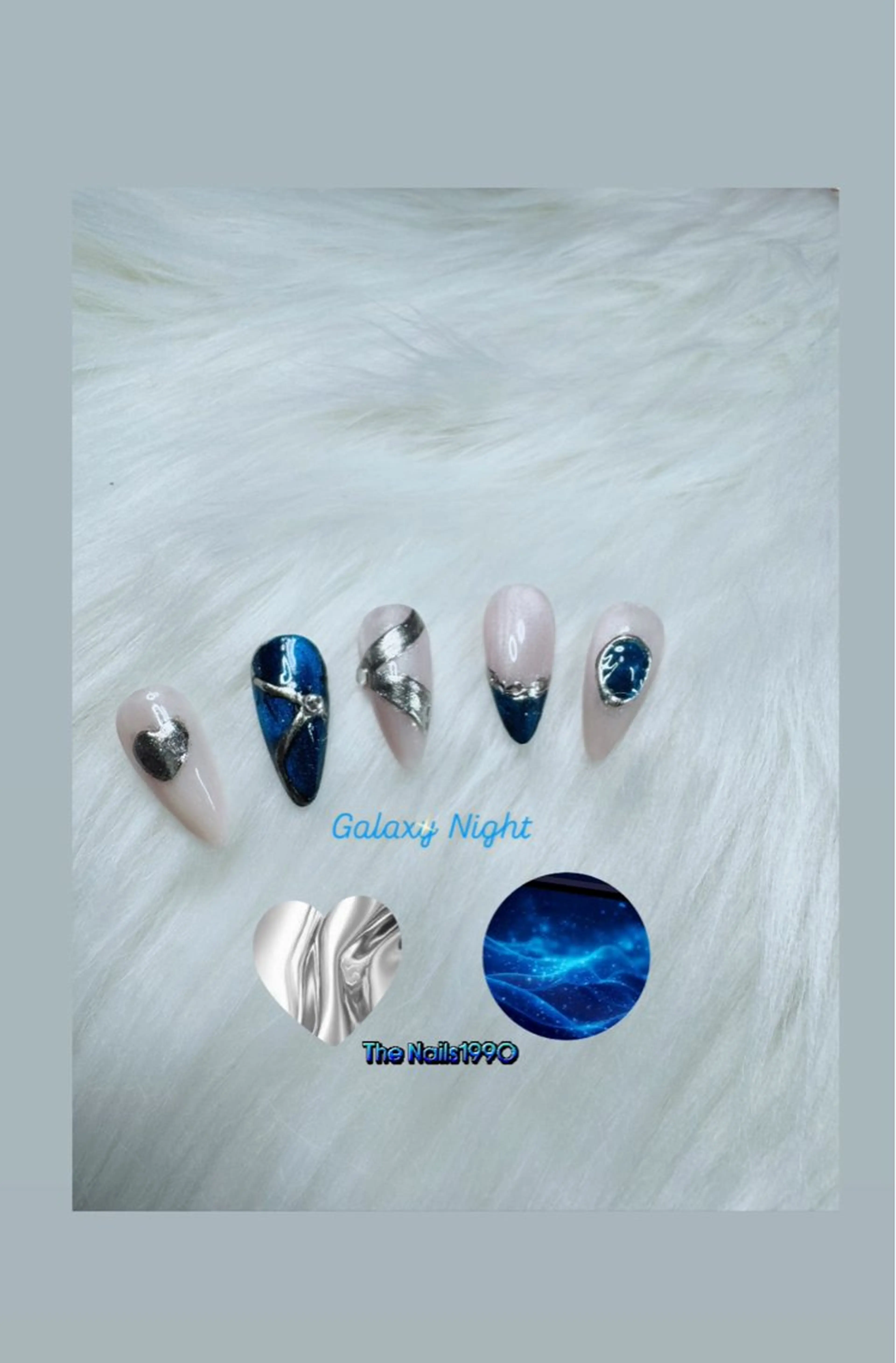 自爪ネイル ハンドネイル、マグネットネイル、ミラネイル 、ワンカラ2色。 簡単ア-ト10本 🌌Galaxy Nightの写真