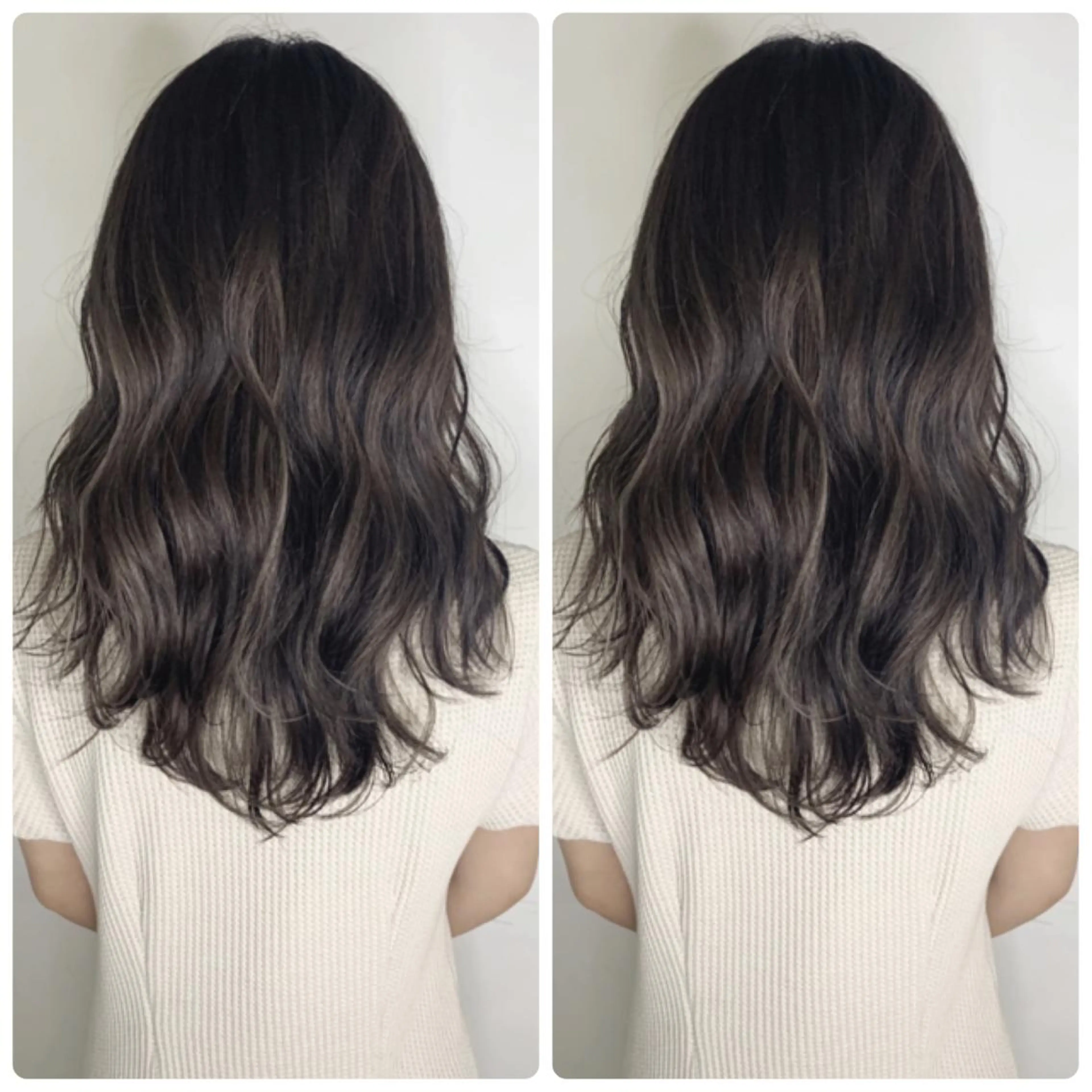 ミディアム アッシュ ボブ ハイライト レイヤーカット カット ヘアカラー トリートメント 京都大人女性ショート 徒歩1分/秋山のヘアスタイル