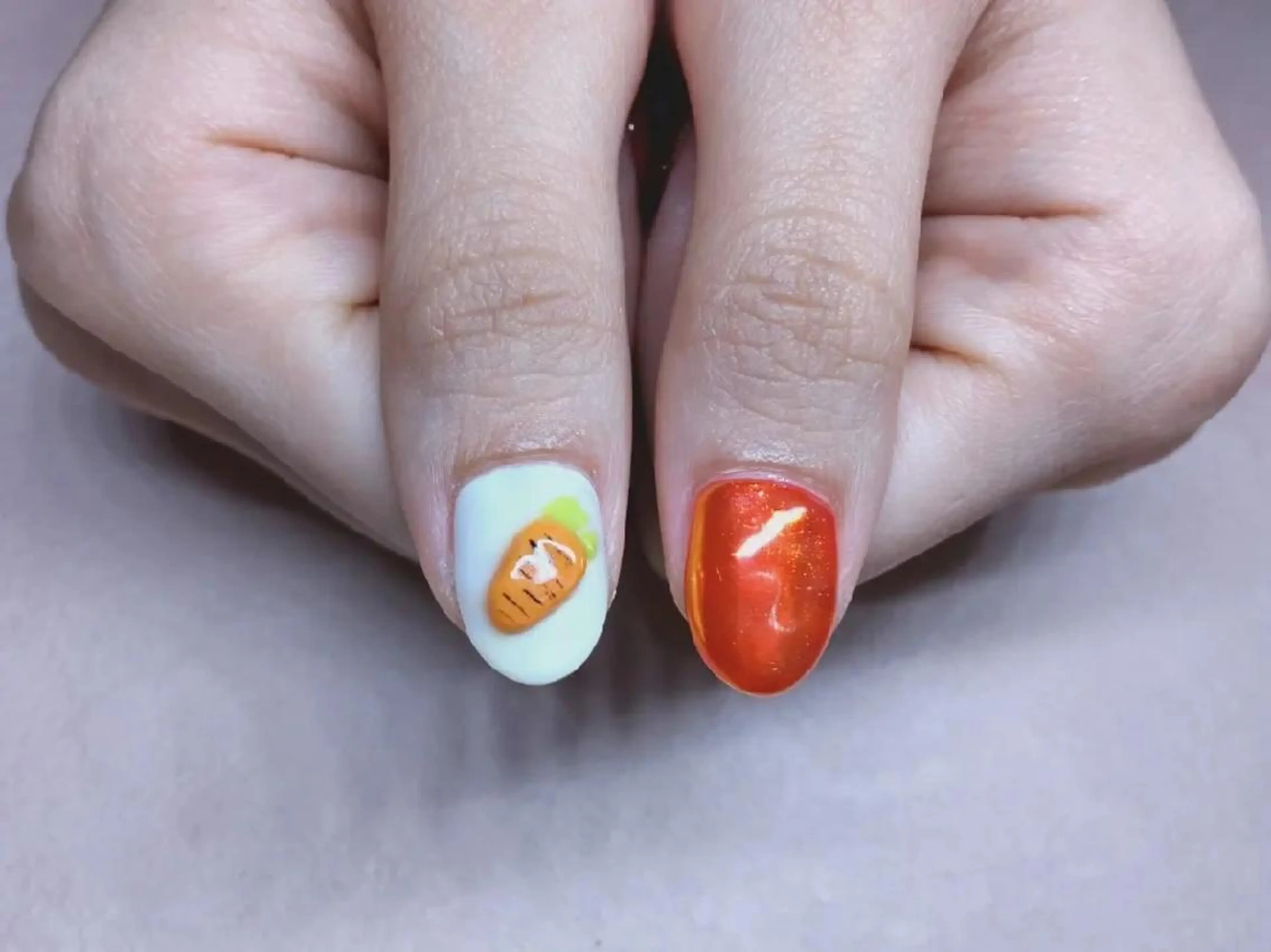 ミディアム ネイル ジェルネイル ニュアンスネイル オレンジ スカルプネイル ハンドネイル T&A nailのネイルデザイン