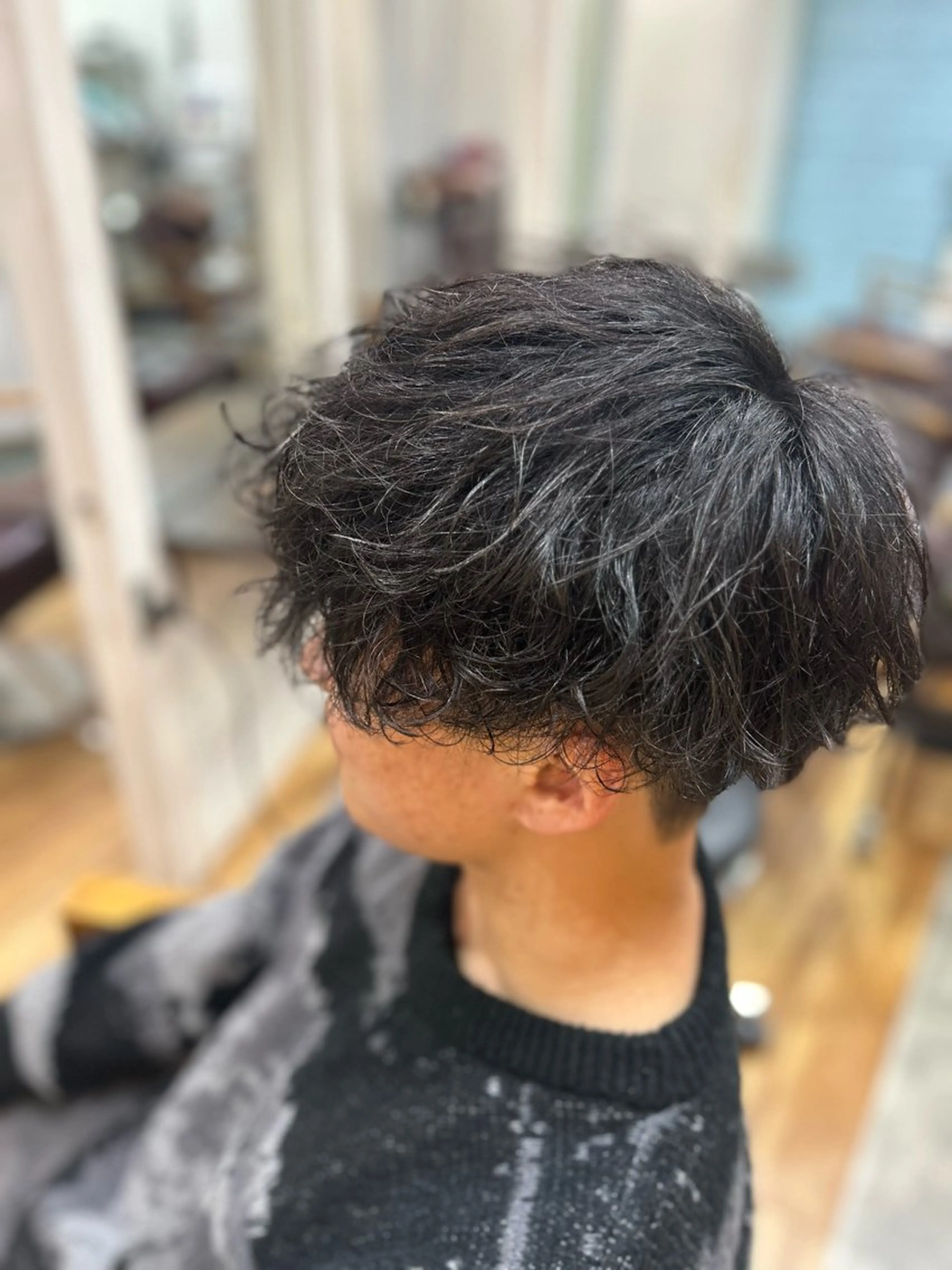 ショート パーマ メンズ 波巻きパーマ カット パーマ CECIL hair なんば店所属・メンズパーマ 艶髪☆店長☆有馬のヘアスタイル