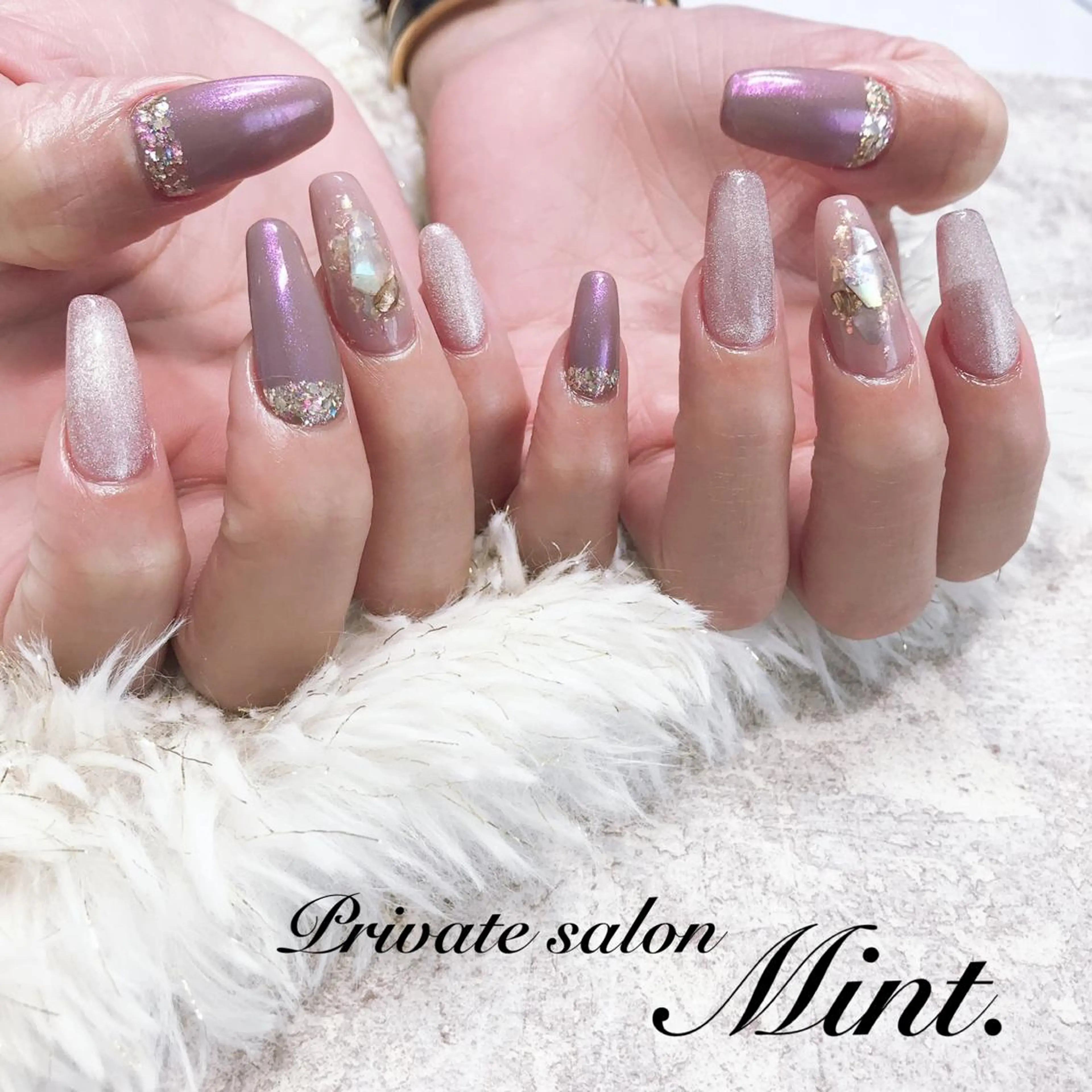 ショート ネイル 長さ出し ジェルネイル マグネットネイル スカルプネイル Mint. nailのネイルデザイン