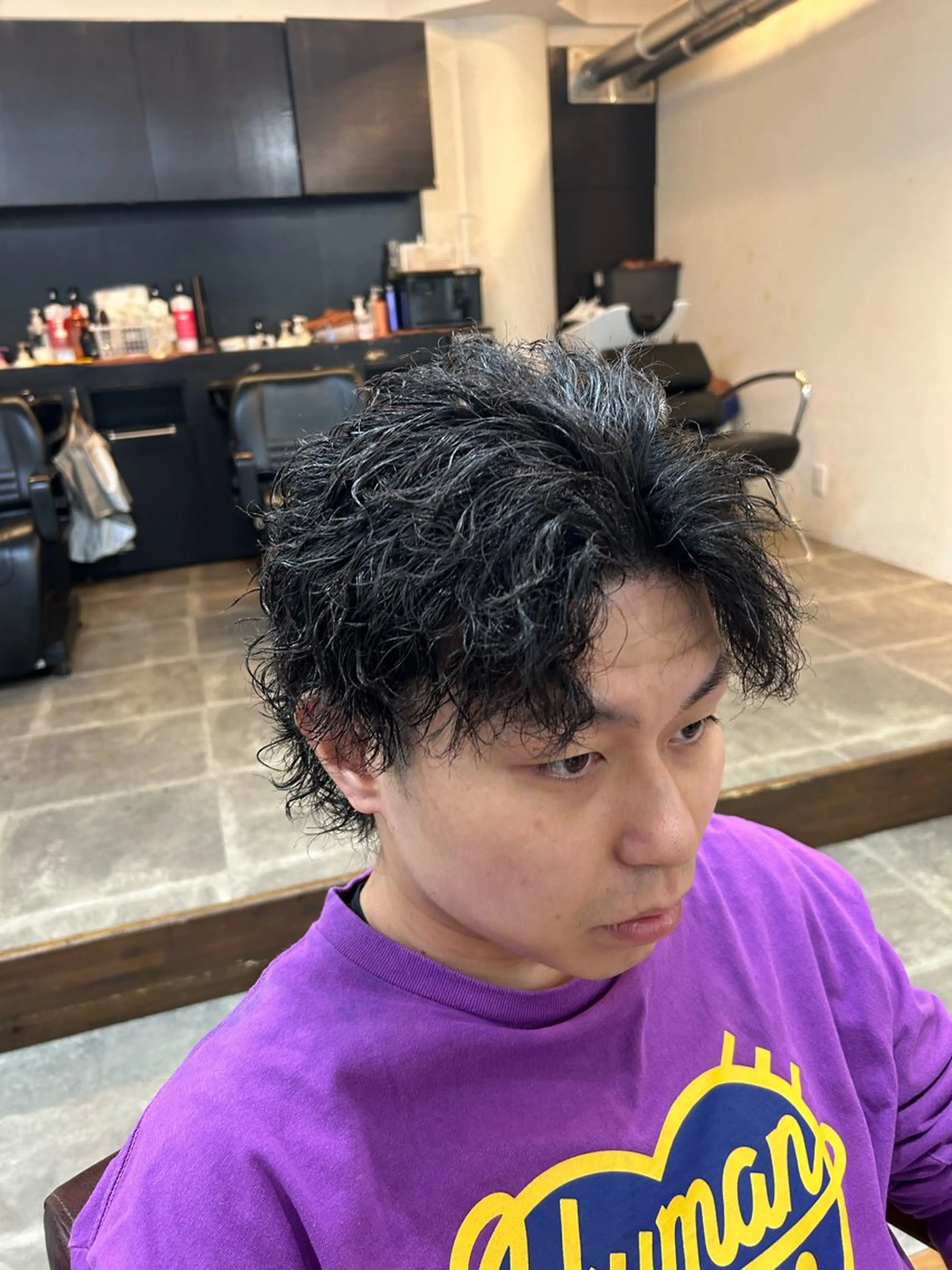 ショート パーマ メンズ メンズブリーチ メンズハイライト メンズインナーカラー メンズ韓国風 メンズパーマ カット パーマ CECIL hair なんば店所属・メンズパーマ 艶髪☆店長☆有馬のヘアスタイル