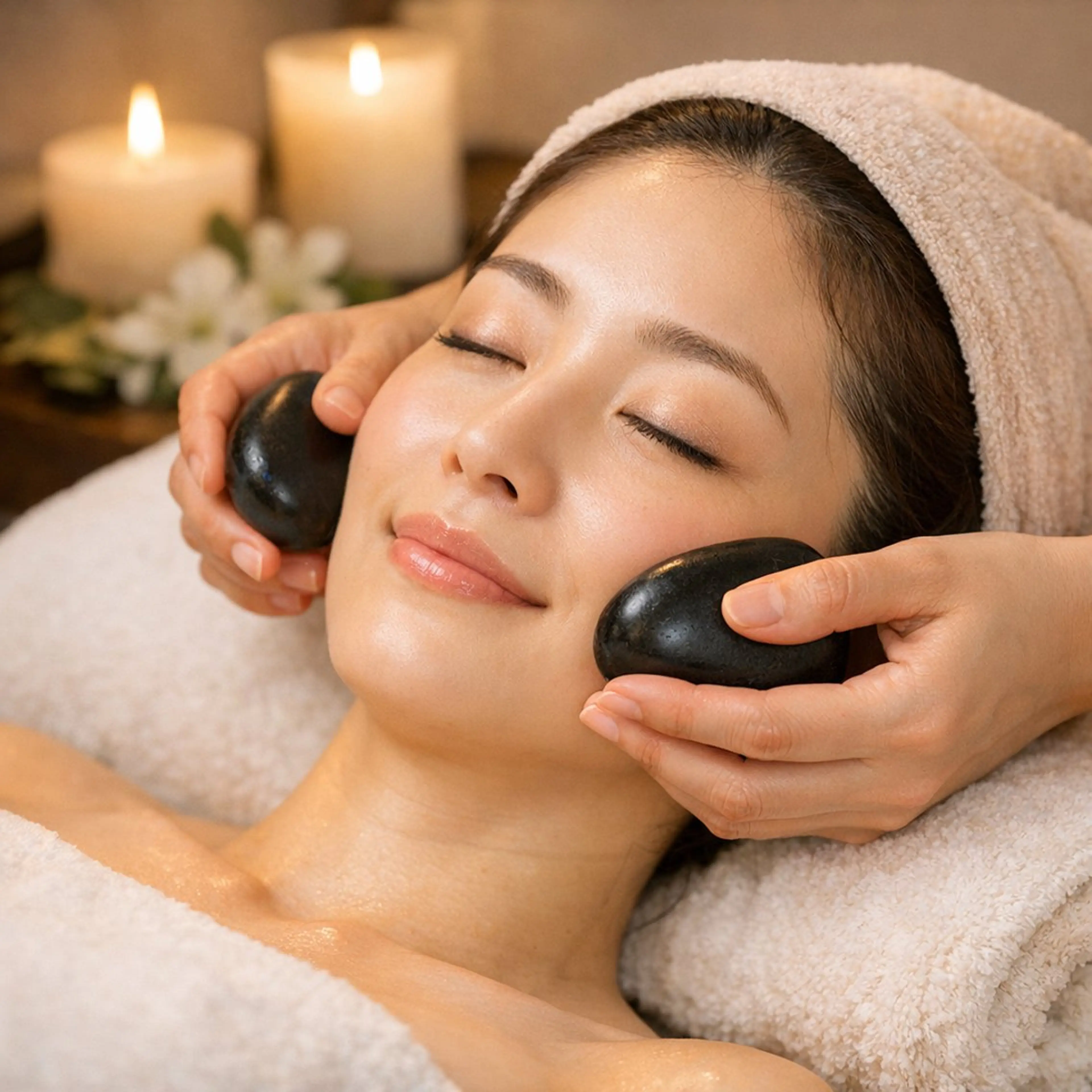 ホットストーン【フェイスリンパドレナージュ】の写真