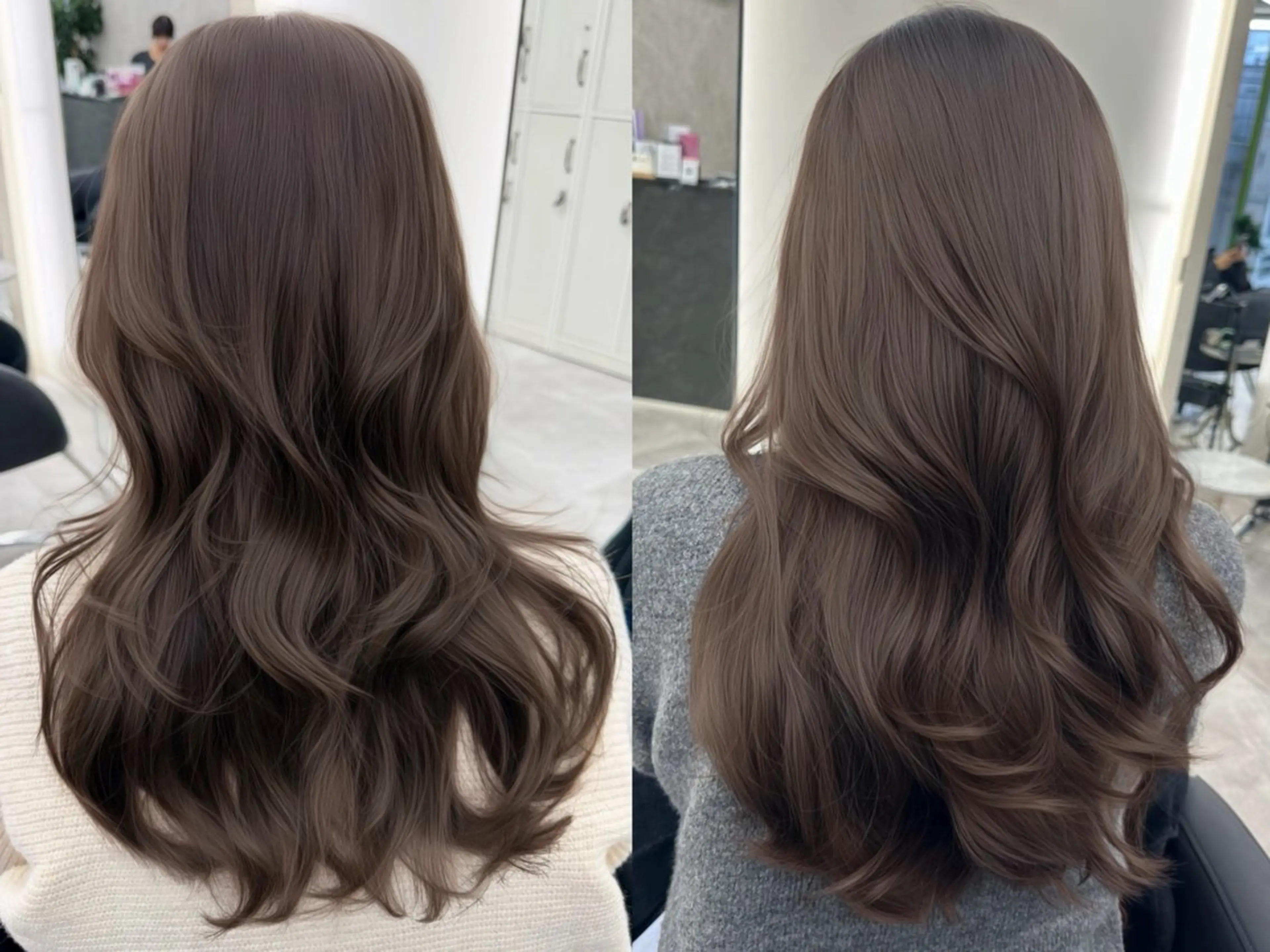 ロング カラー ブリーチ ブラウンカラー ダブルカラー ブリーチなしカラー カット ヘアカラー 田之上千尋/透明感 ブリーチなし/韓国風のヘアスタイル