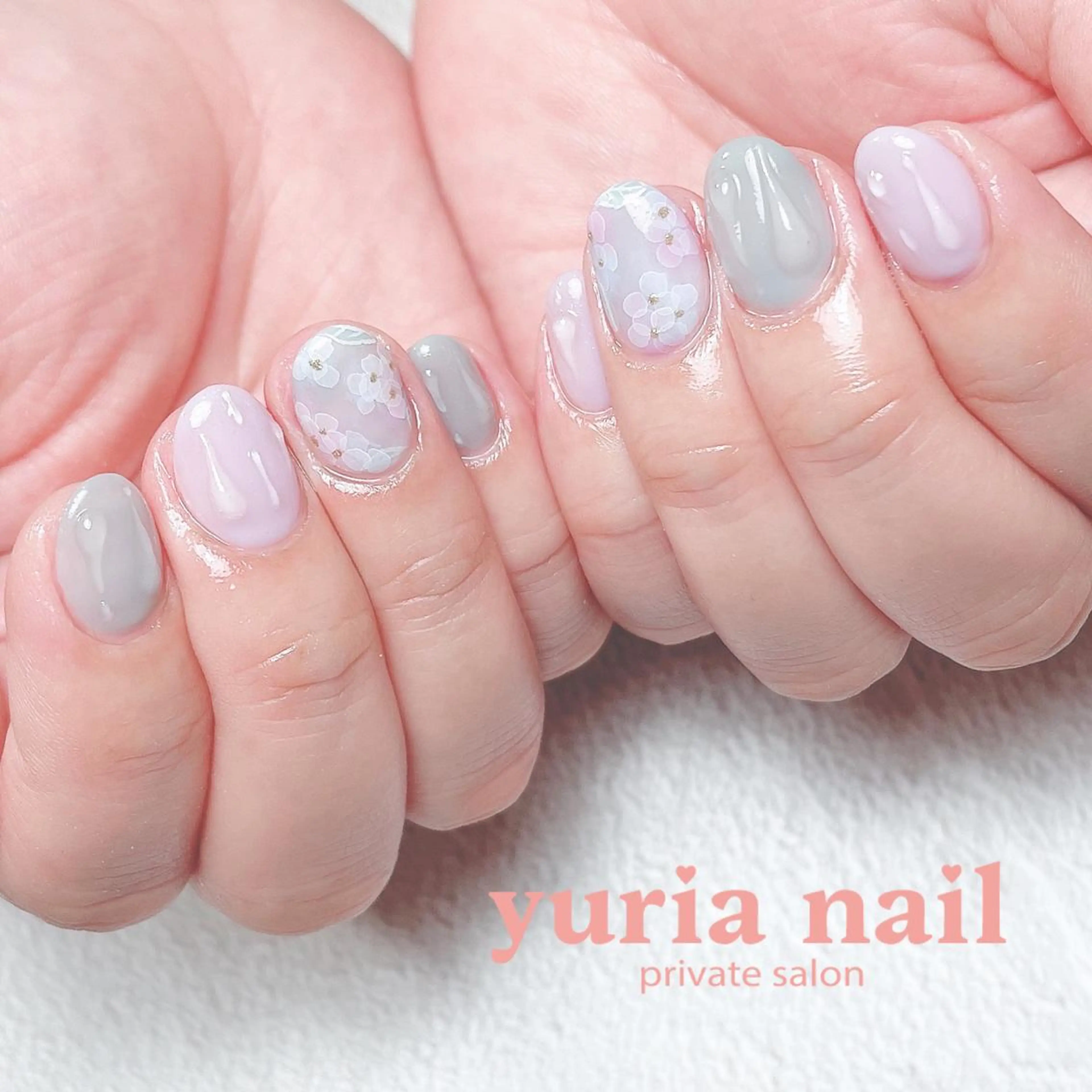 ネイル ブルー ジェルネイル パープル ハンドネイル 小林 ゆりあのネイルデザイン