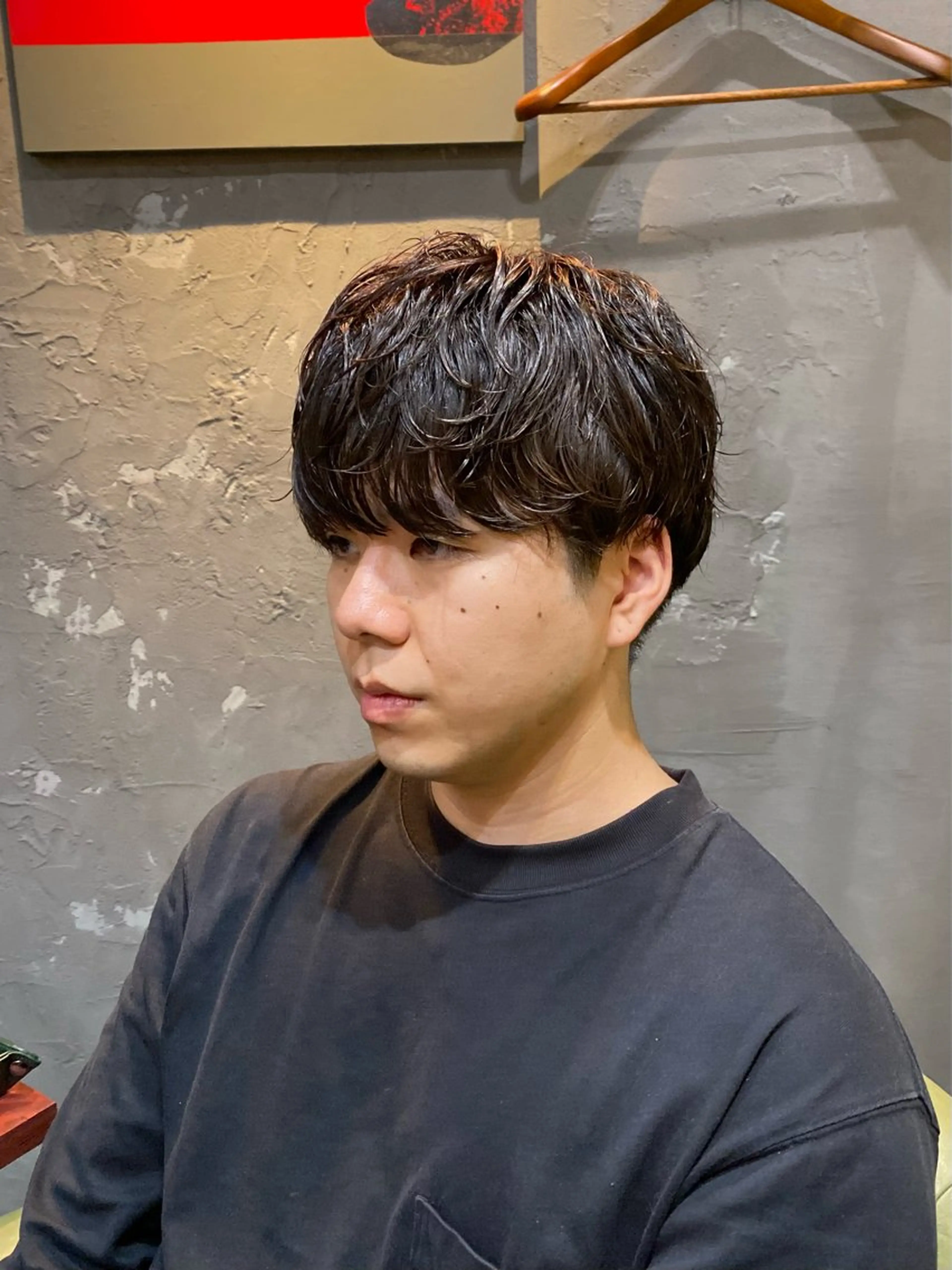 ミディアム パーマ メンズ ミディアムパーマ メンズ韓国風 マッシュ メンズパーマ 韓国風ヘア カット パーマ メンズカット/パーマ 福島区SOSOのヘアスタイル