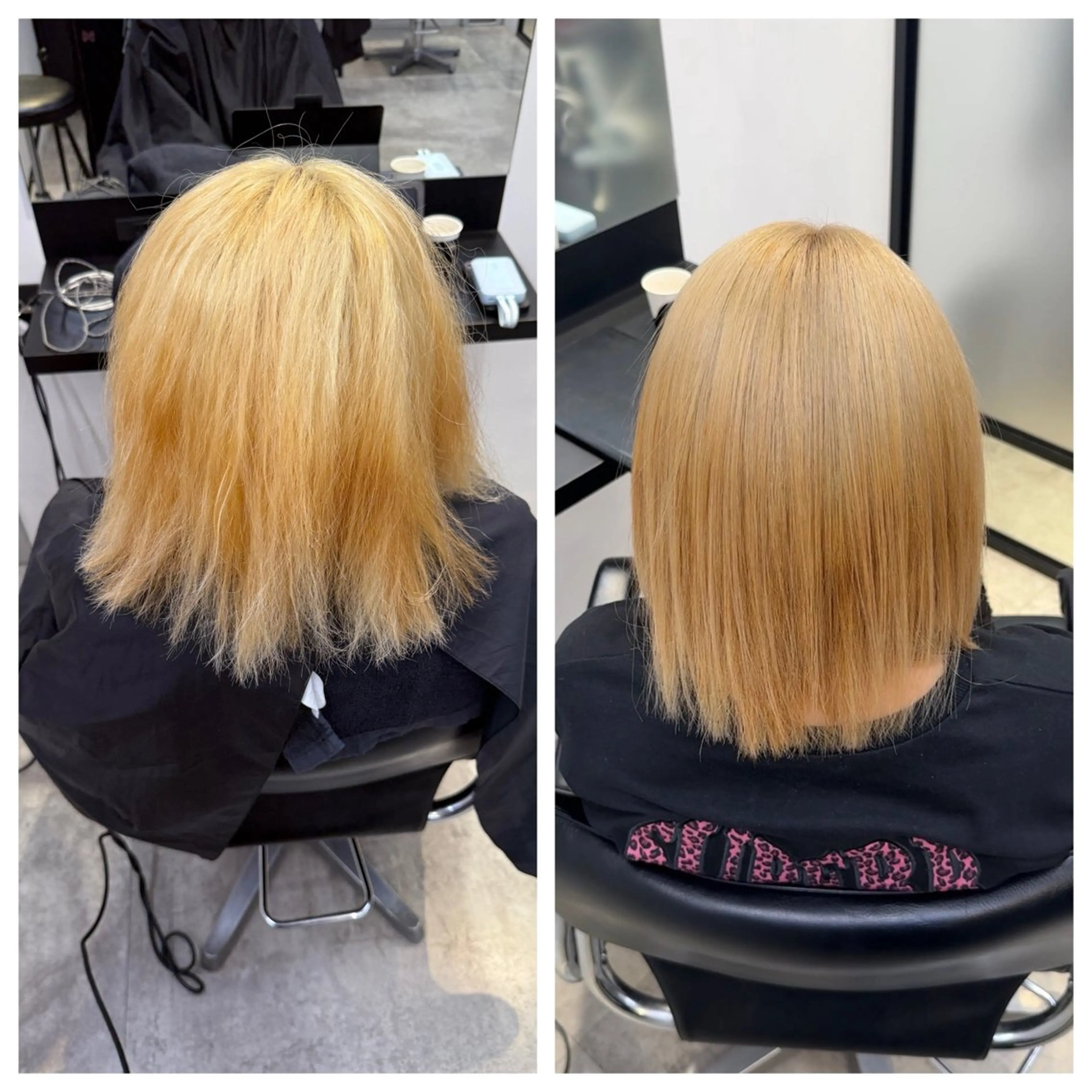 ミディアム 縮毛矯正 ヘアカラー 縮毛矯正 トリートメント け んブリーチ縮毛矯正のヘアスタイル