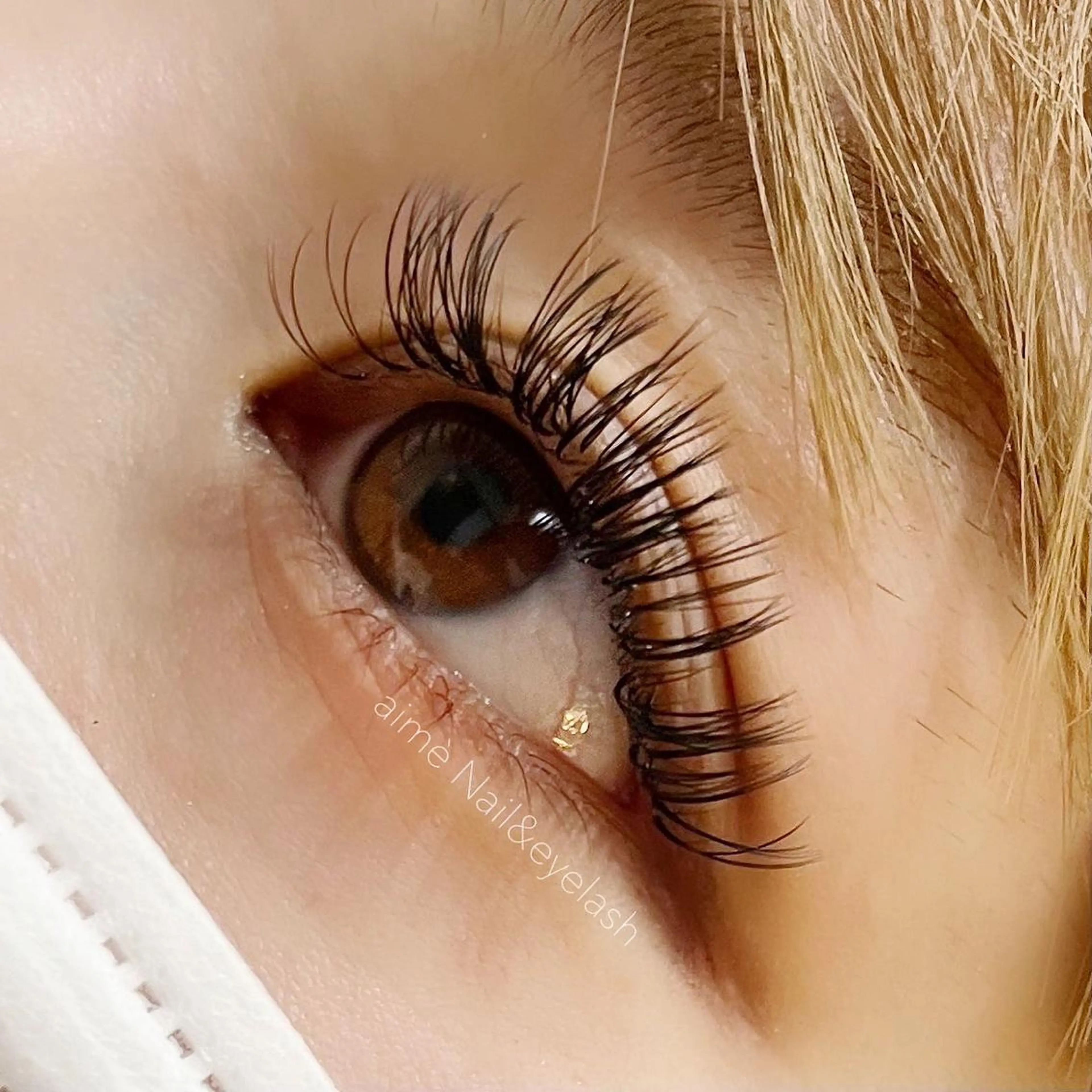 マツエク・マツパ バインドロック フラットラッシュ まつげパーマ 一重×まつ毛パーマ aime 中崎町のネイルデザイン