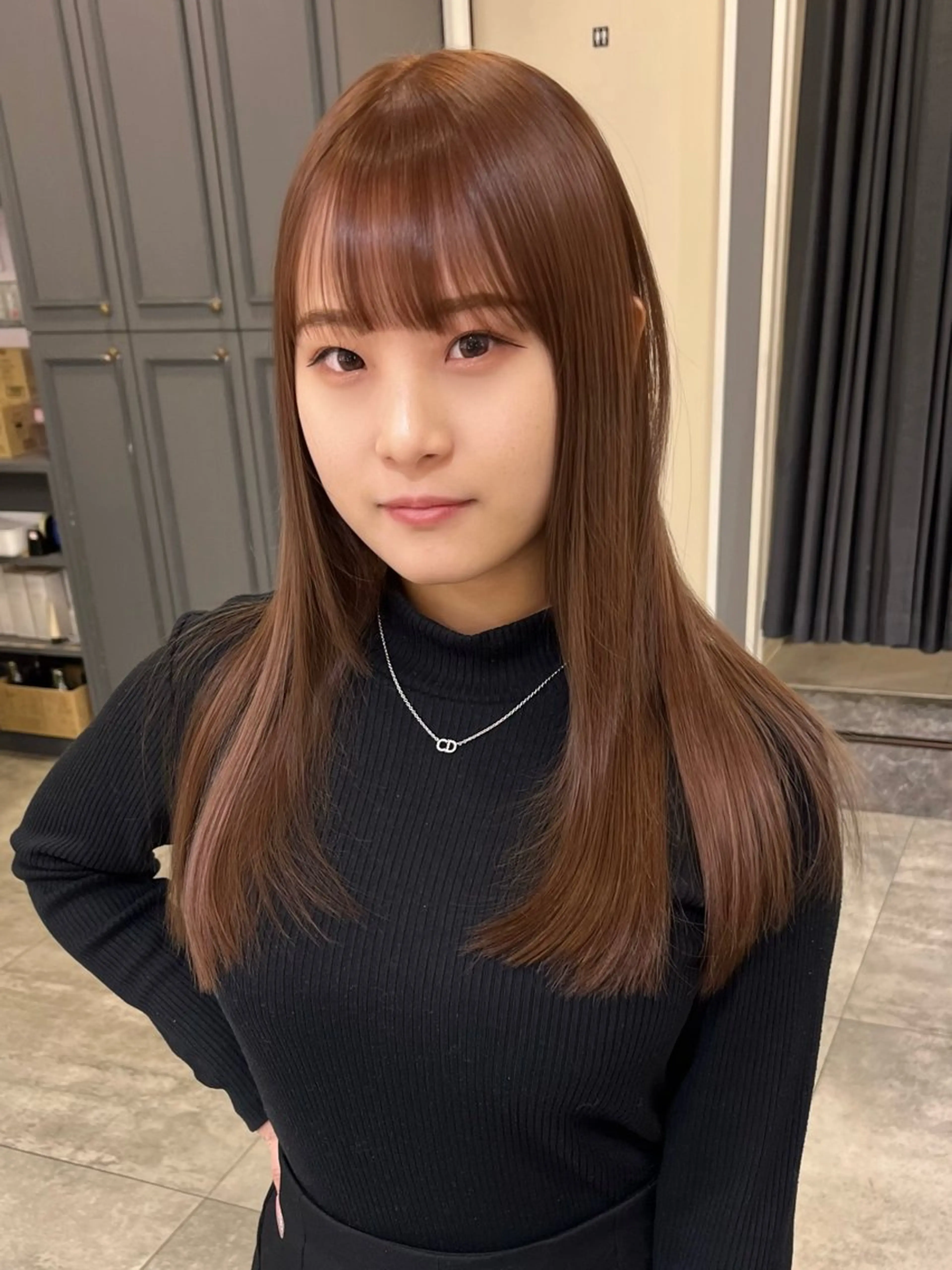 セミロング 顔まわりレイヤー 顔周りカット 髪質改善 ヨシンモリ 韓国風ヘア 髪のお医者さん南船場 ARCHEゆうまのヘアスタイル