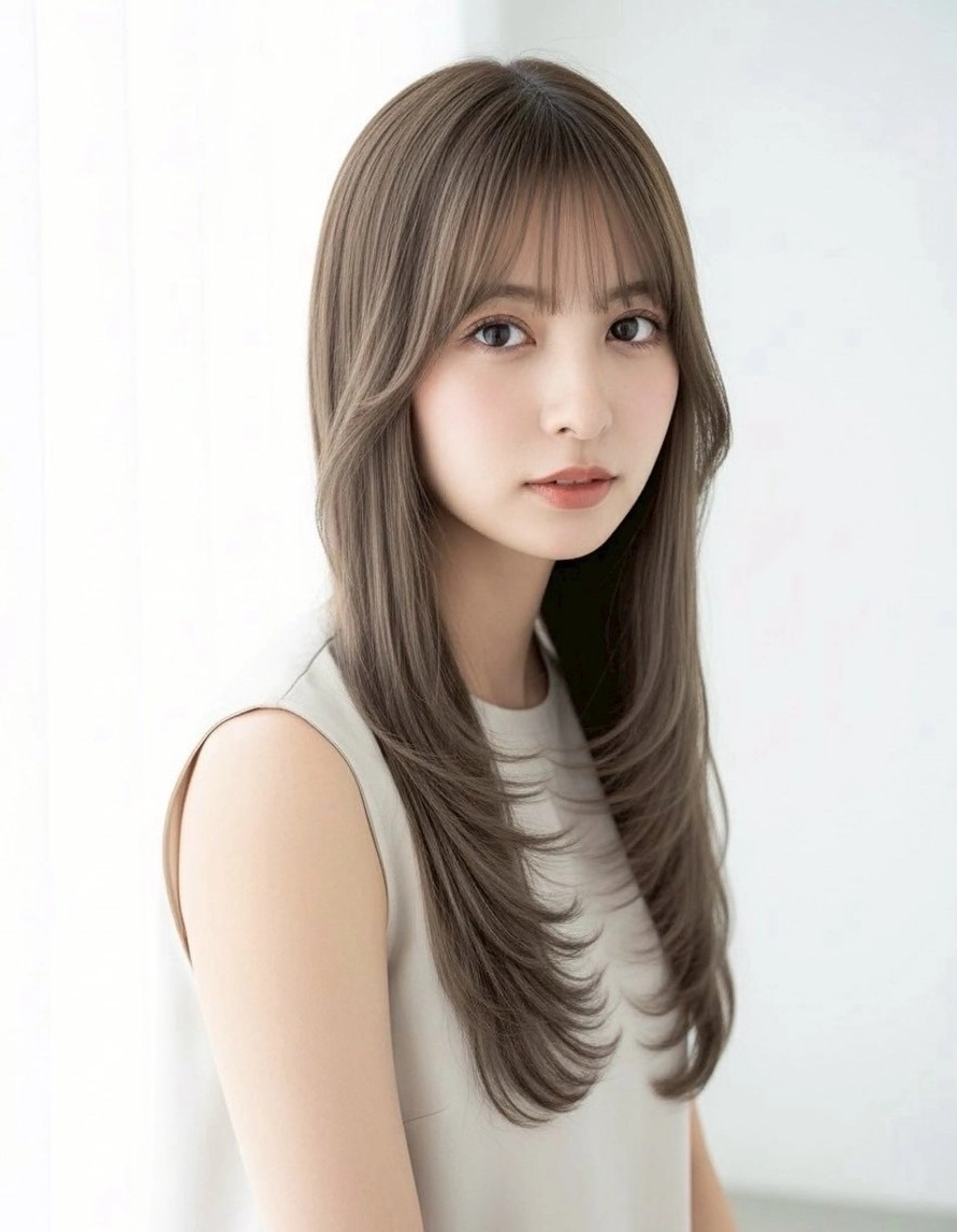 ロング カラー ヘアアレンジ ベージュカラー ブリーチ グレージュ ブリーチなしカラー オリーブベージュ 【代表】 たき〜のヘアスタイル