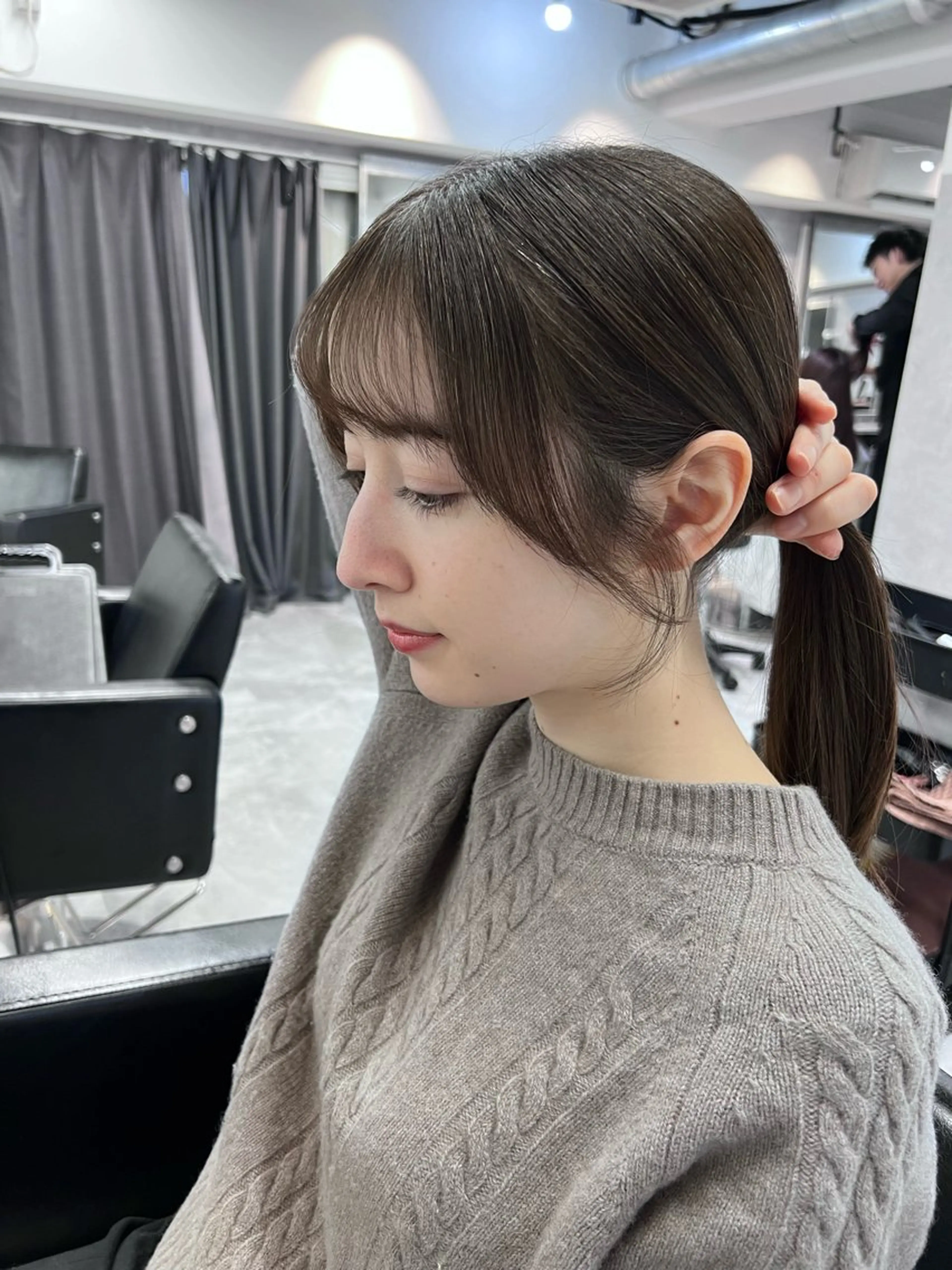 ミディアム 顔周りカット レイヤーカット カット TOMONA👑 GiseL梅田店のヘアスタイル