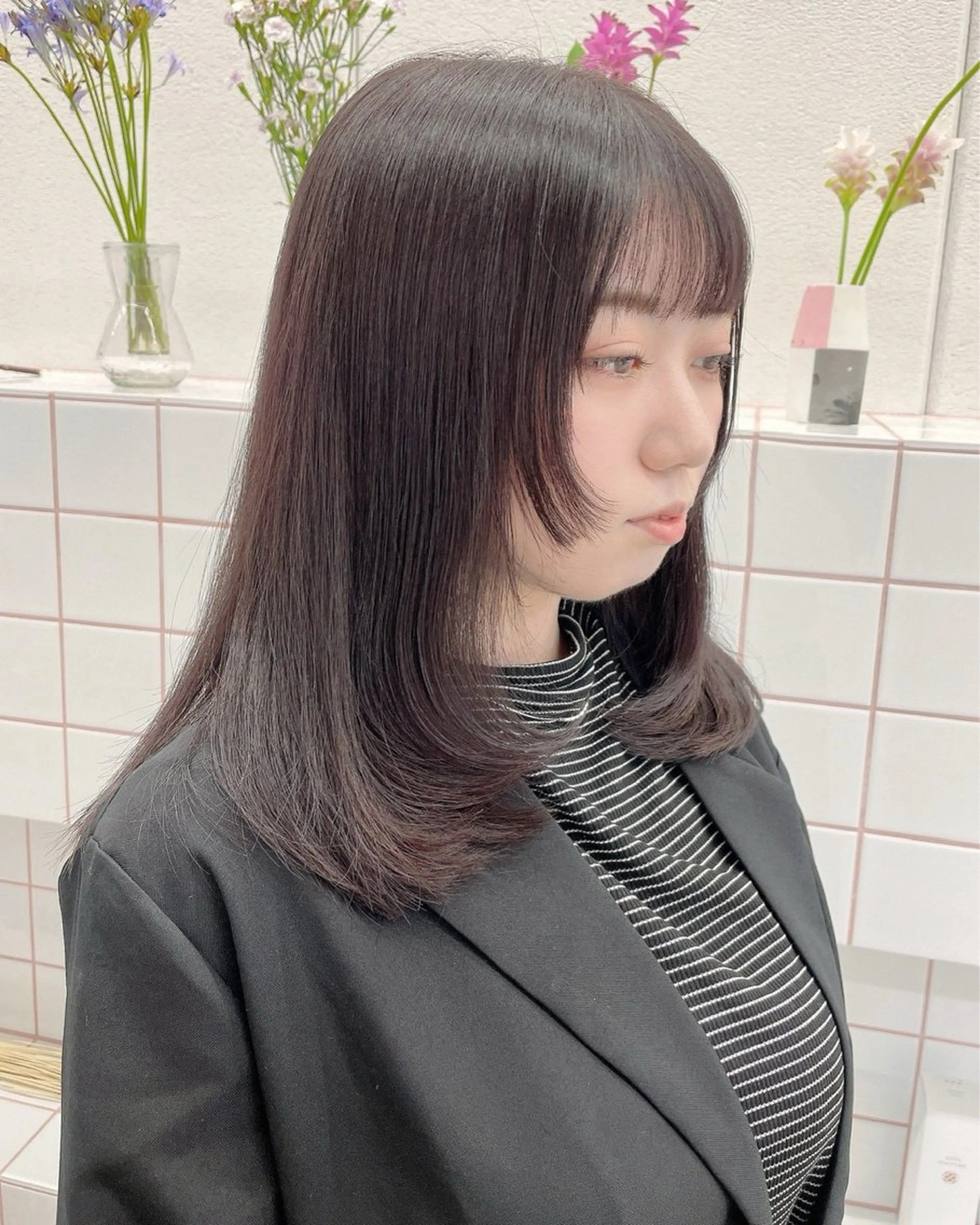 ミディアム カラー ヘアカラー 💐花屋併設💐 宮園 雛羽のヘアスタイル