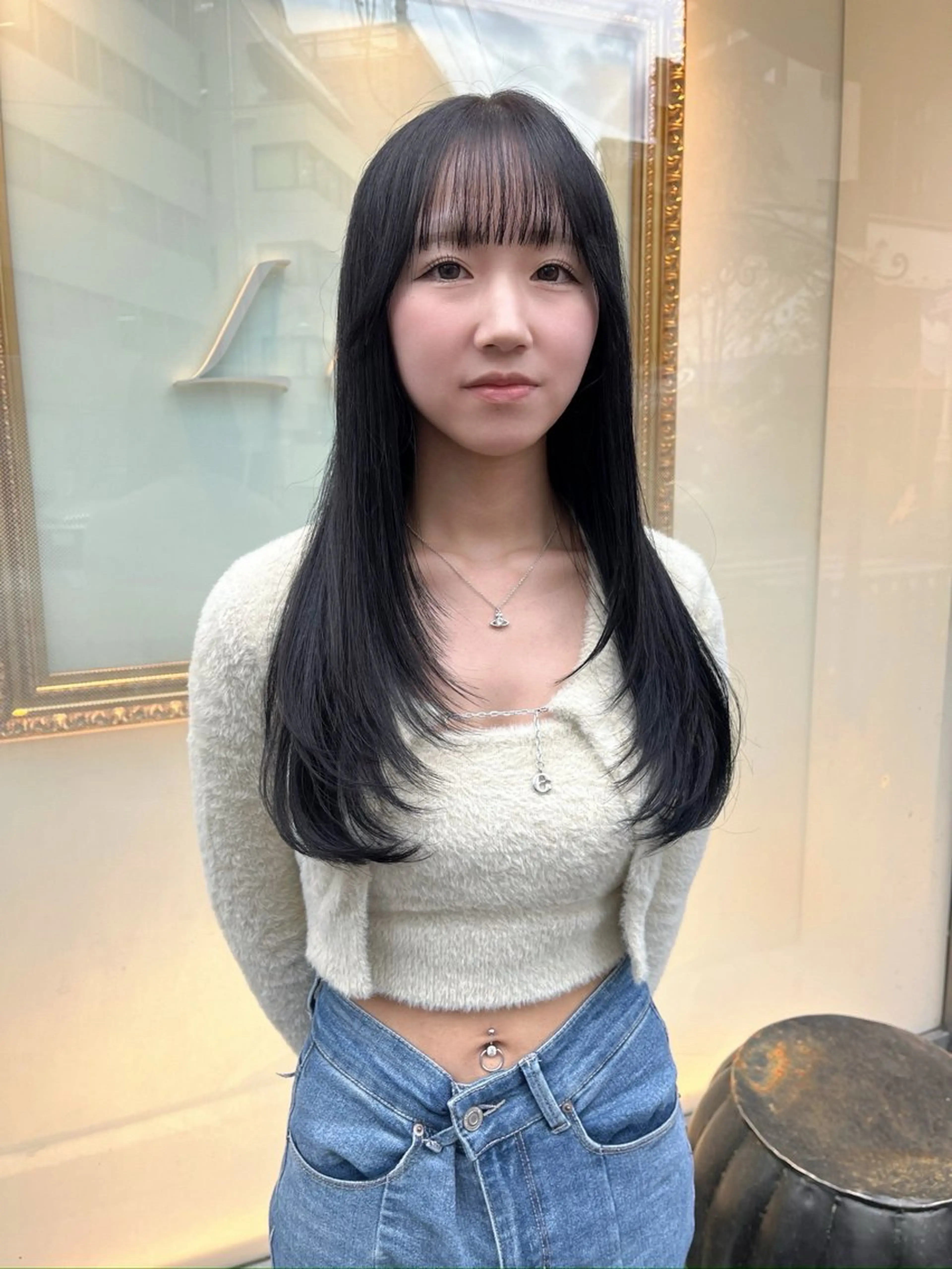 ロング カラー カット ヘアカラー トリートメント 尾崎隼大 レイヤー/韓国ヘアのヘアスタイル