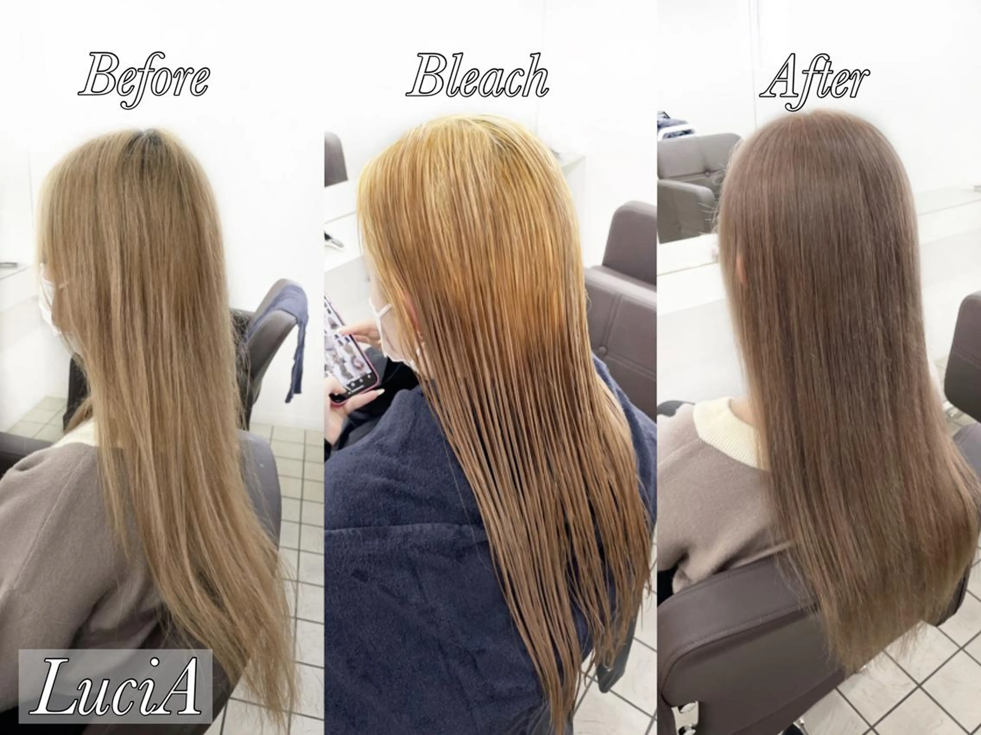 ロング カラー ヘアアレンジ ブリーチ ケアブリーチ ダブルカラー グラデーションカラー イルミナカラー LuciA/エクステ カラーのヘアスタイル