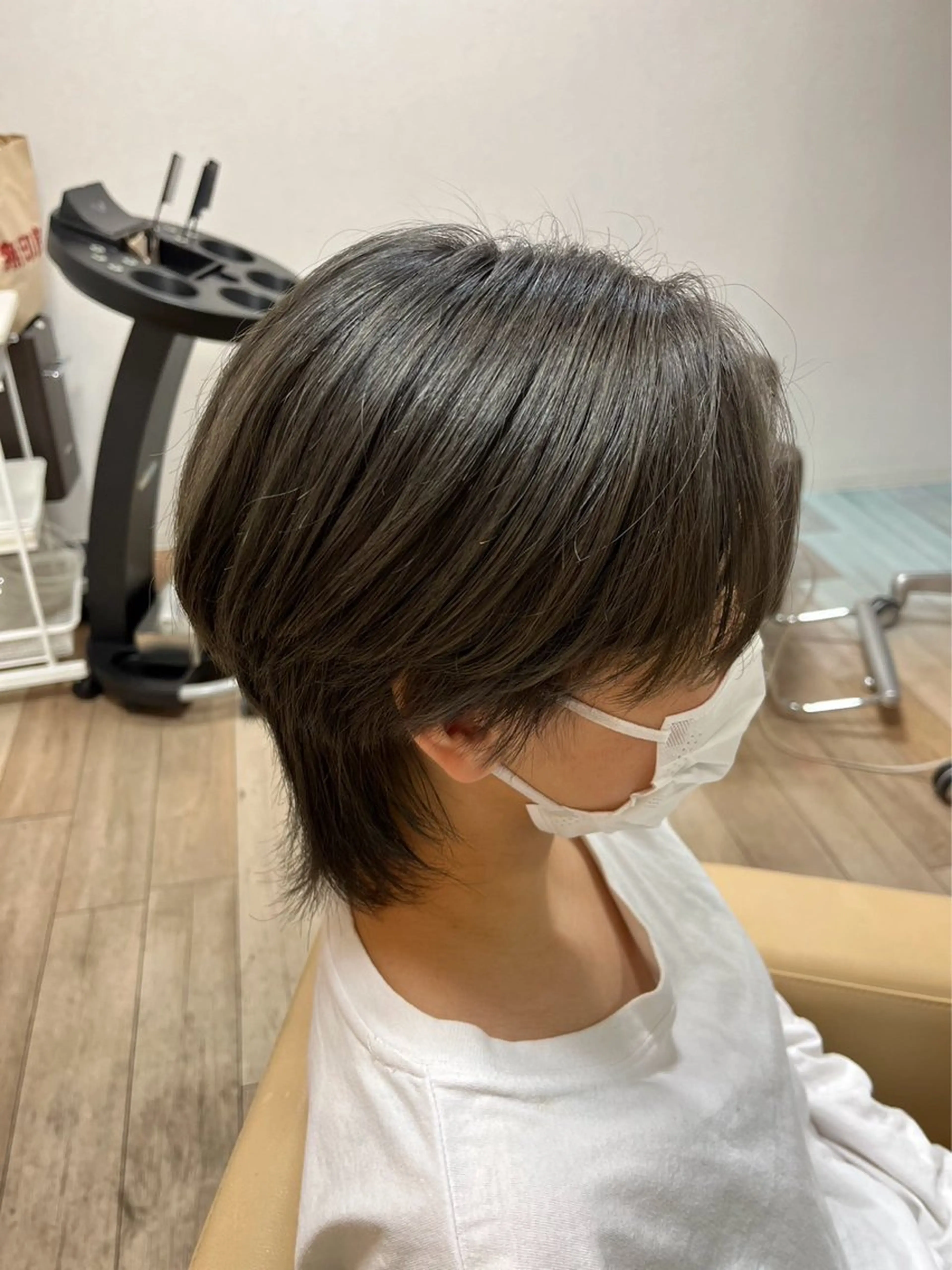 ショート カラー バレイヤージュ ベージュカラー ブリーチ ブロンド ケアブリーチ ほの カラー特化/ ブリーチ/ボブのヘアスタイル