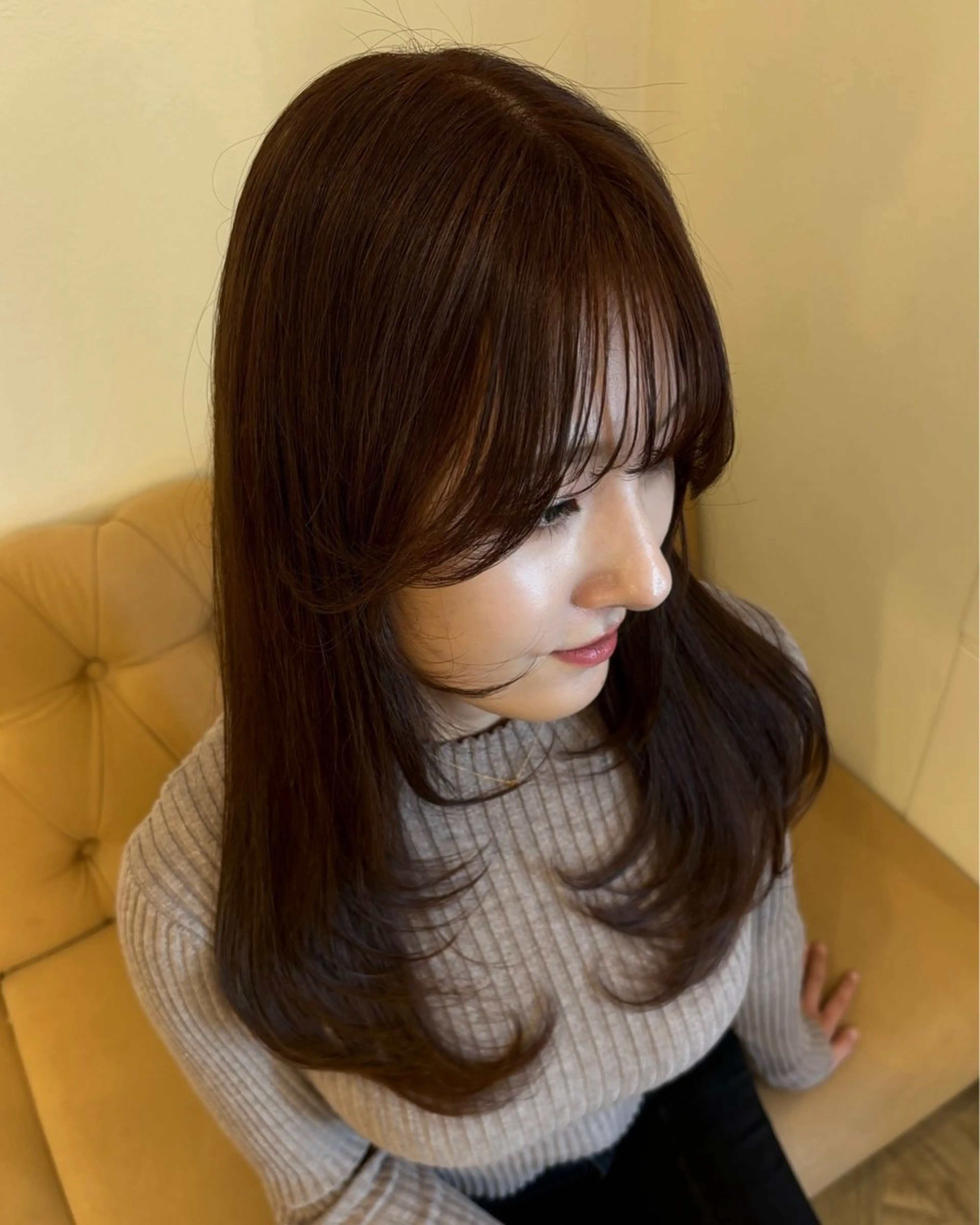 セミロング カラー カット ヘアカラー トリートメント ミルクティ/ピンク/ レイヤー/yuriaのヘアスタイル