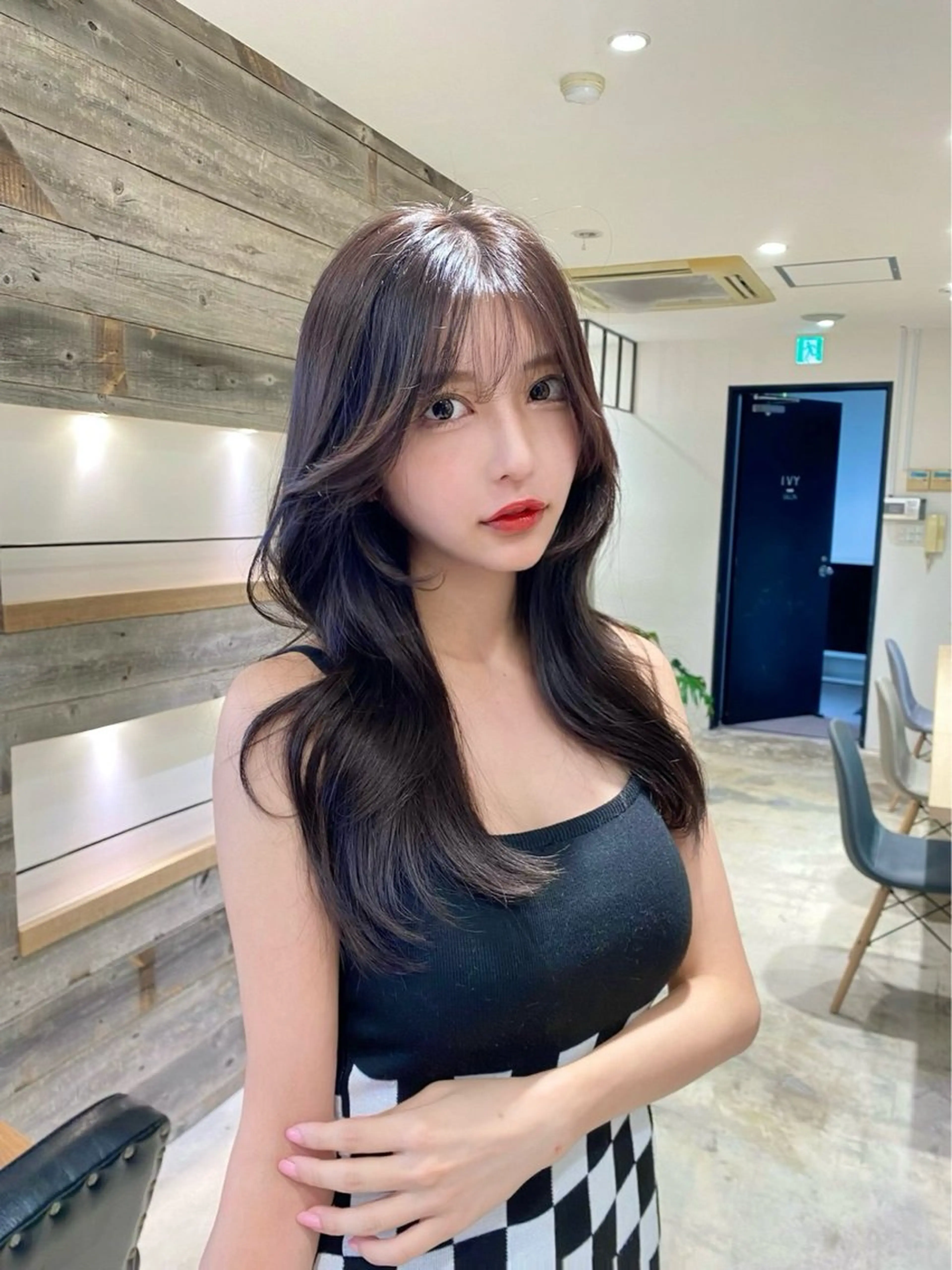 ロング カラー 髪質改善 韓国風ヘア レイヤーカット ヘアカラー トリートメント IVY所属・髪質改善/韓国ヘア 顔まわり特化yutoのヘアスタイル