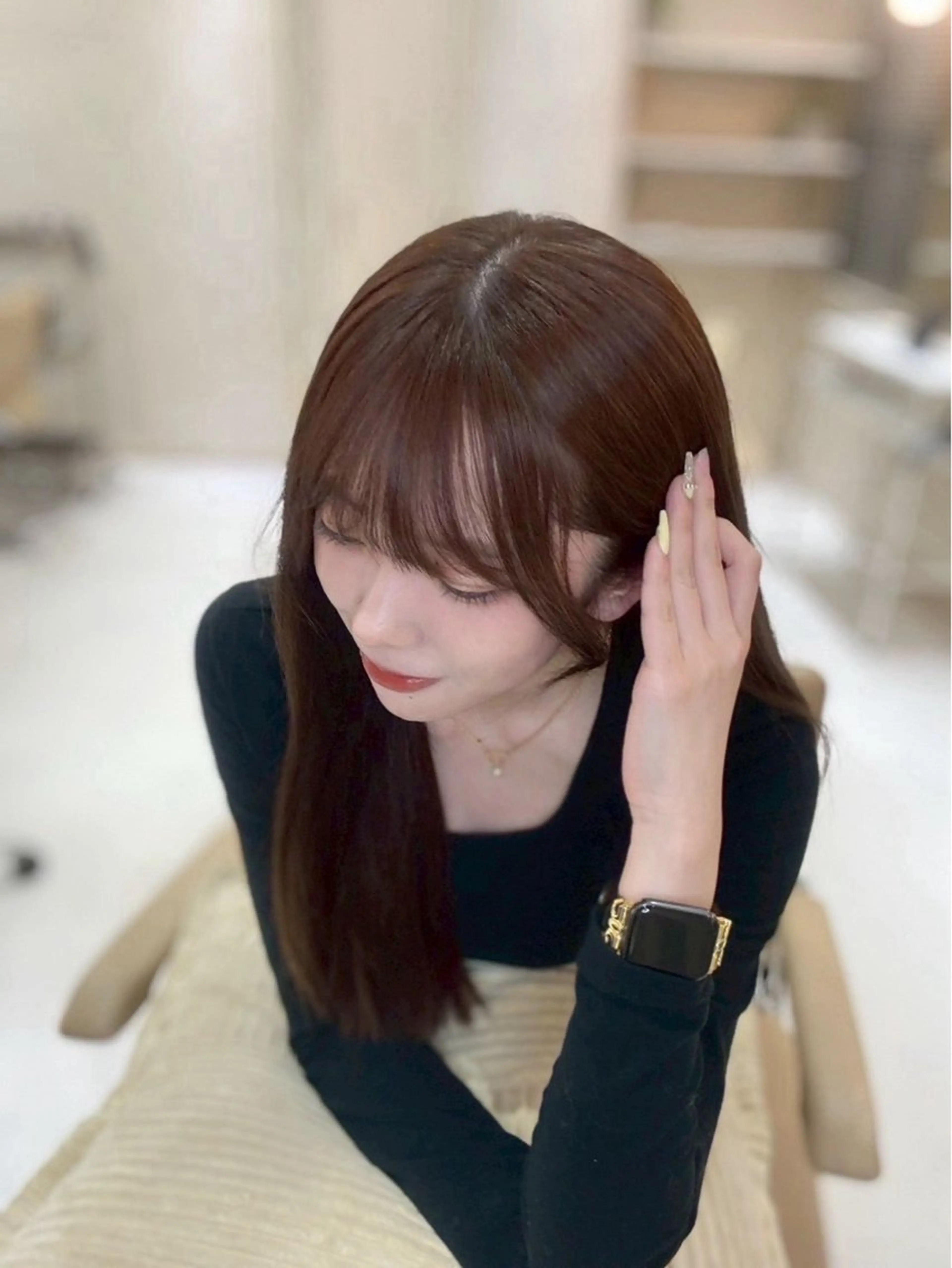 ロング カラー 顔周りカット カット ヘアカラー りほ/顔周りカット/ レイヤーカットのヘアスタイル