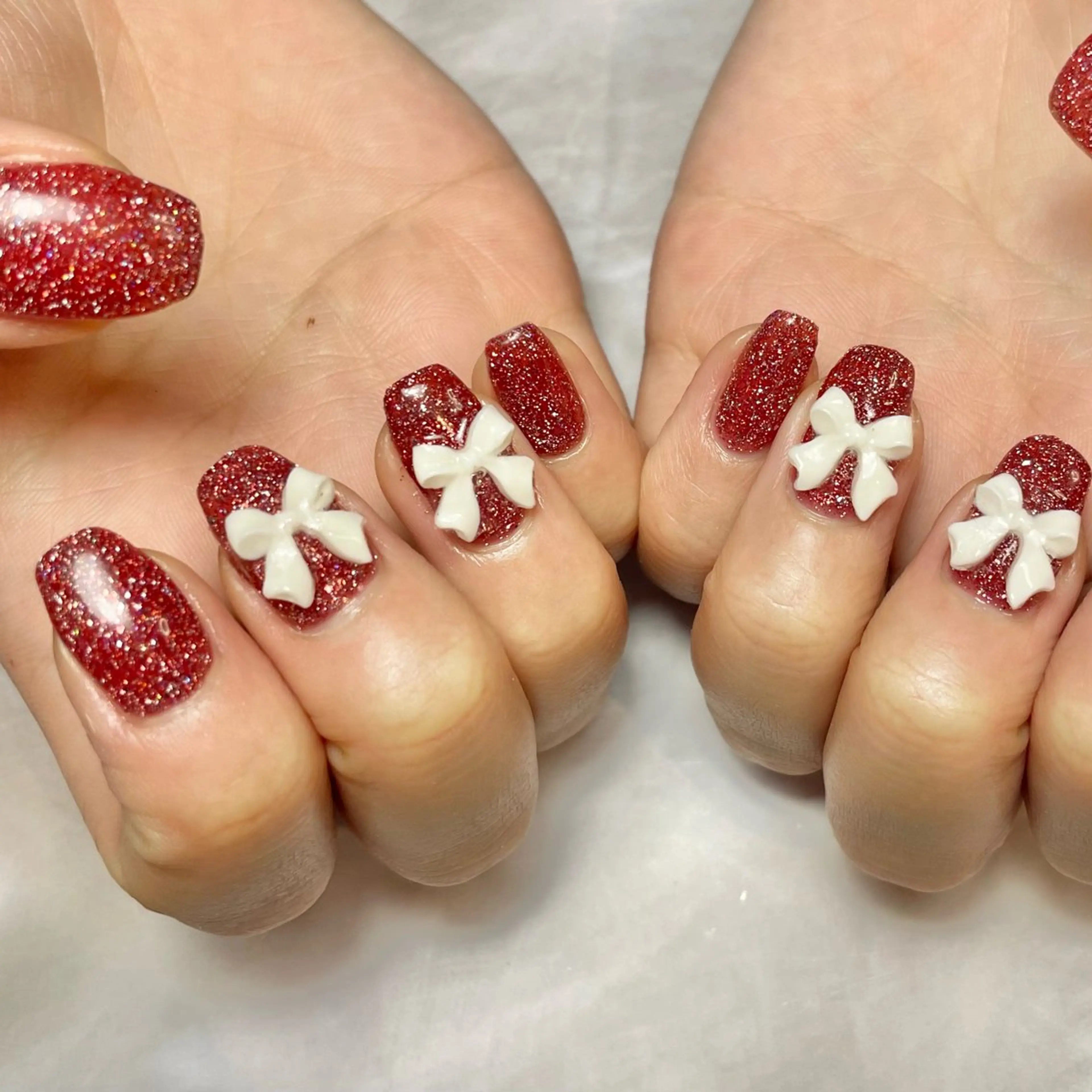 ネイル フラッシュネイル ラメ(グリッター) 持ち込み ワンカラーネイル 赤色 ハンドネイル Reflection marikoのネイルデザイン