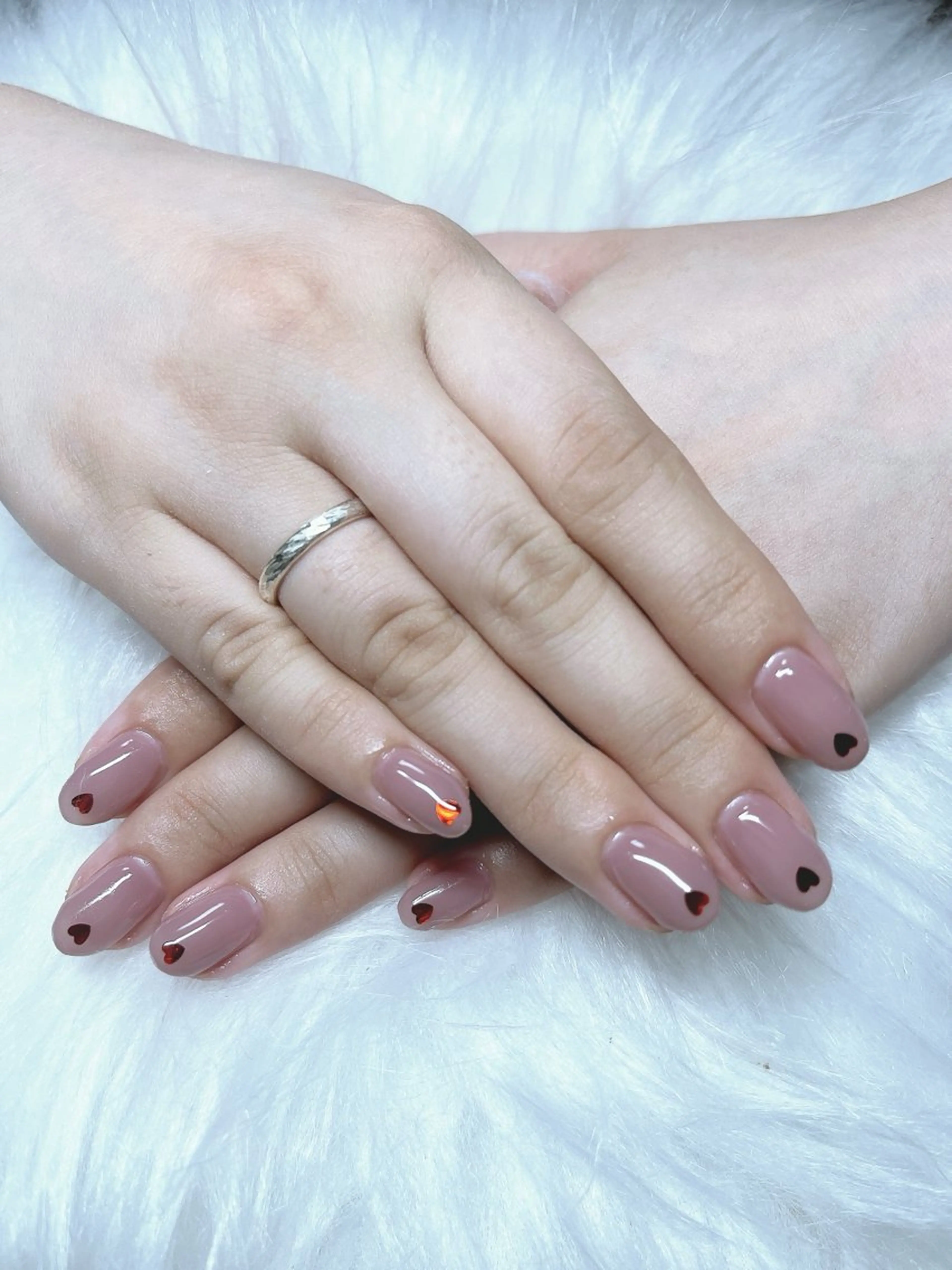 ネイル ハート ワンカラーネイル Bienvenue りょうこのネイルデザイン