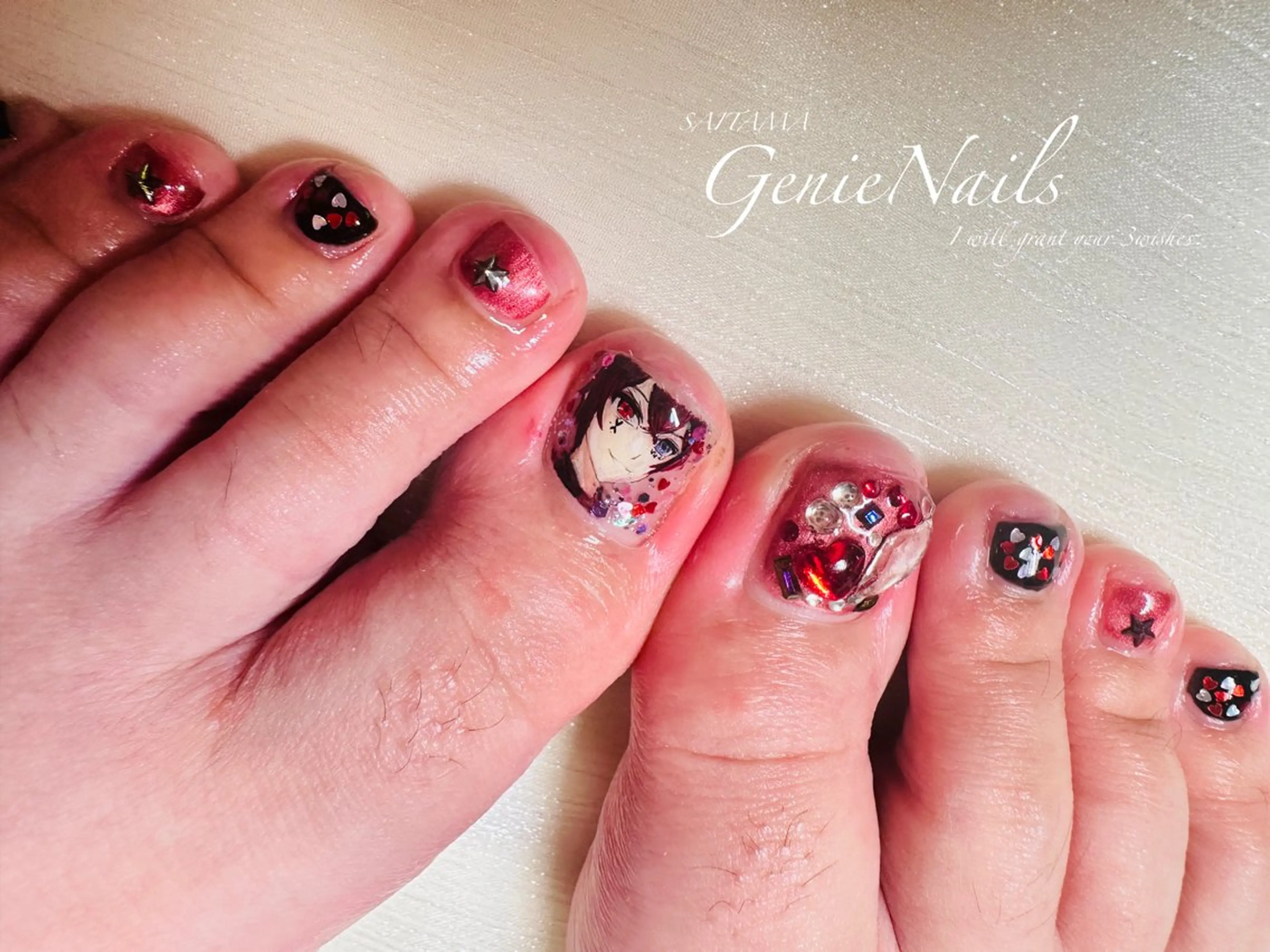 メンズ ネイル アートネイル 氷ネイル・うるうるネイル ロングネイル メンズネイル 持ち込み Genie Nailsのネイルデザイン