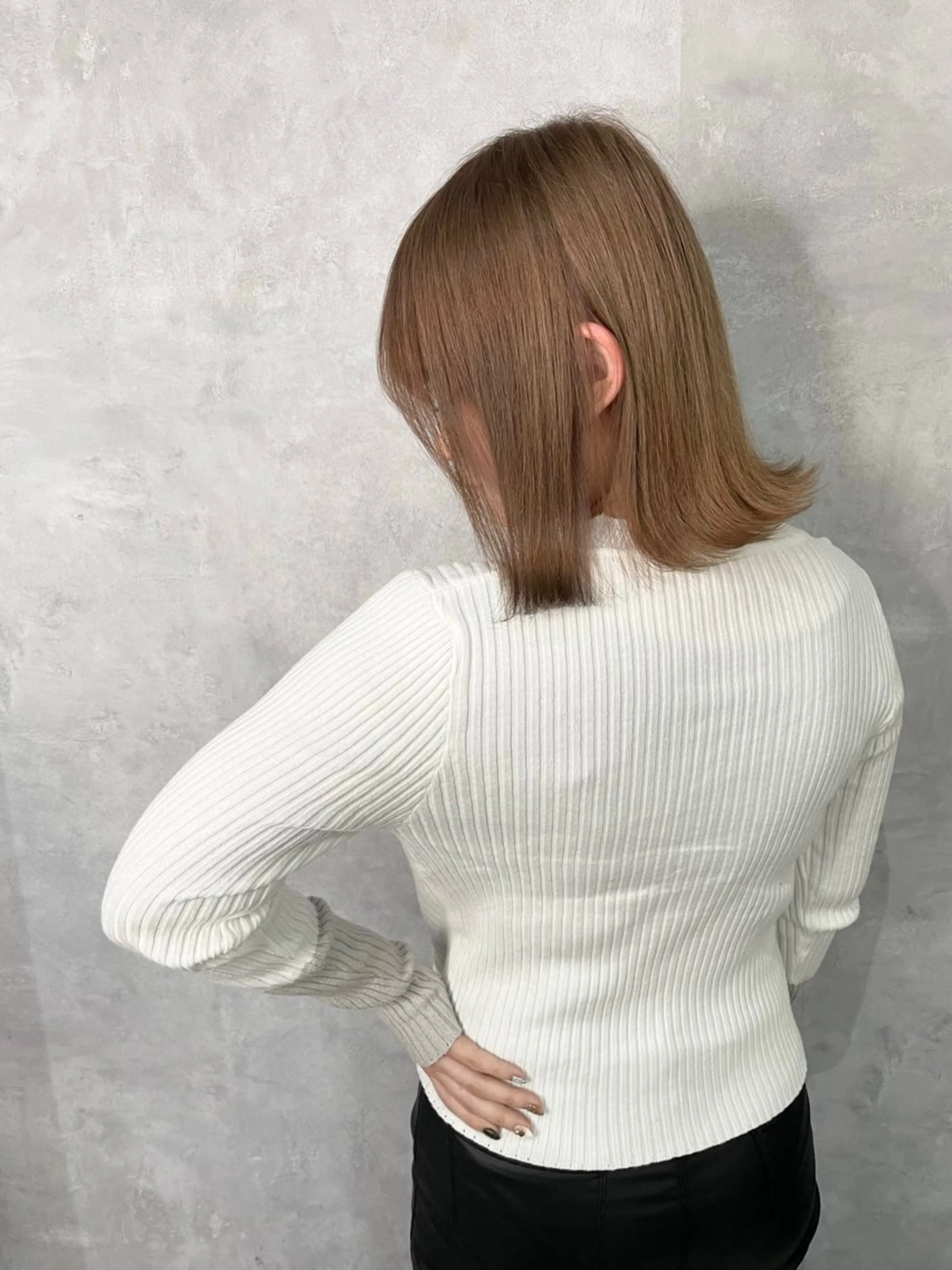 ミディアム ミディアムパーマ ミストバング ハイライト 髪質改善 ヨシンモリ HAIR SMILE COEURのヘアスタイル