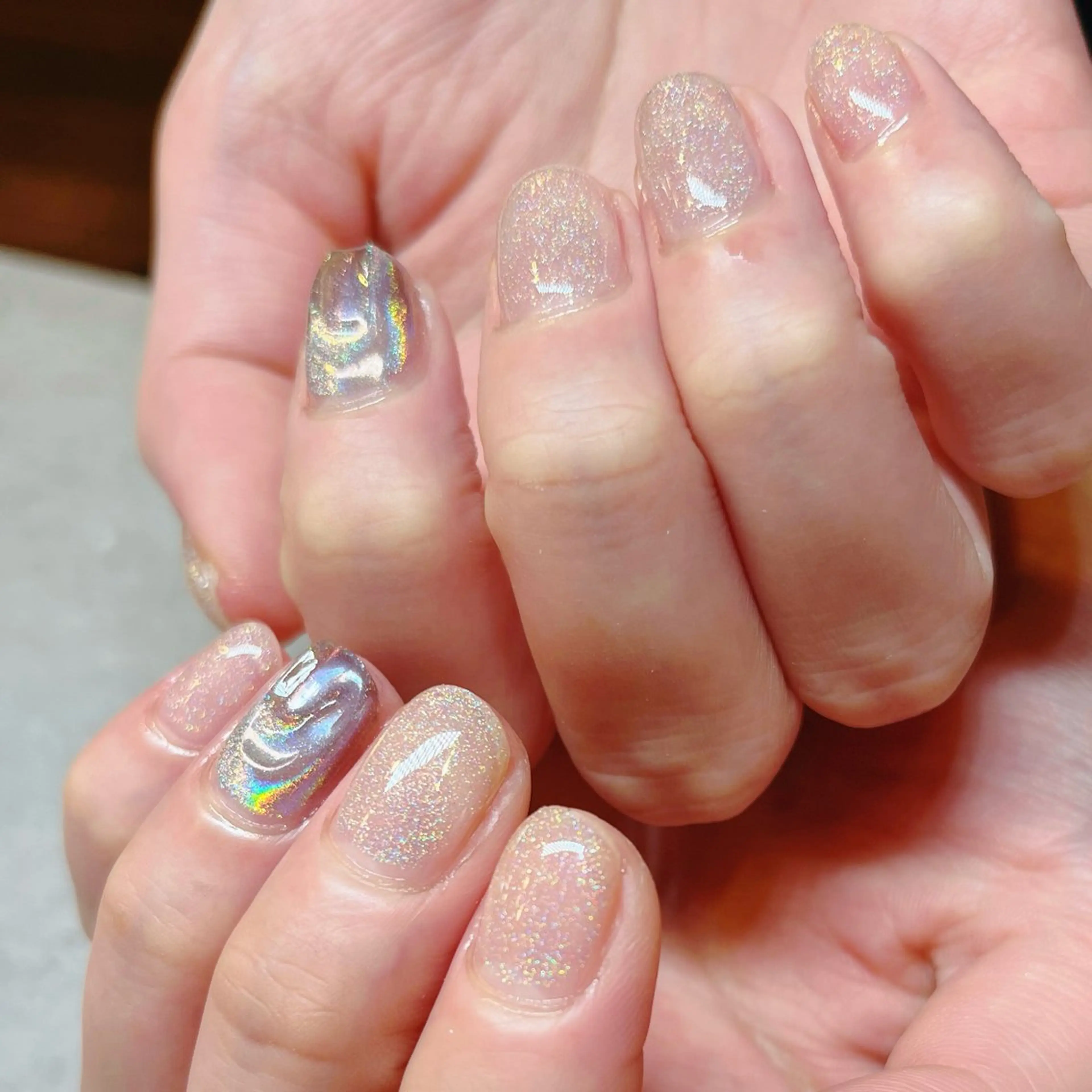 ネイル アートネイル ラメ(グリッター) ミラーネイル Kobayashi Mのネイルデザイン