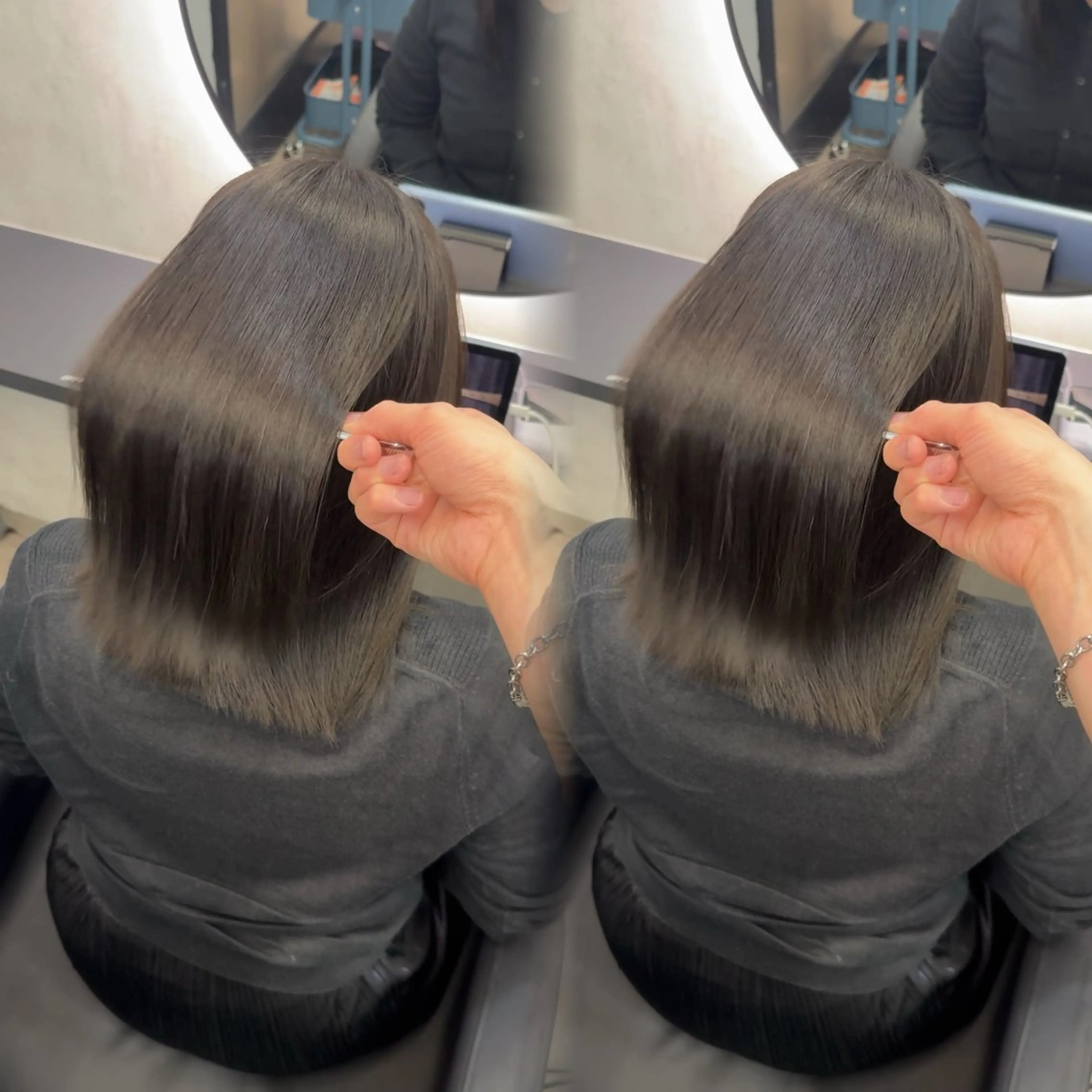 ミディアム カラー ヘアアレンジ カット ヘアカラー 縮毛矯正 トリートメント 新宿 /髪質改善/ 縮毛矯正/ヒュウガのヘアスタイル