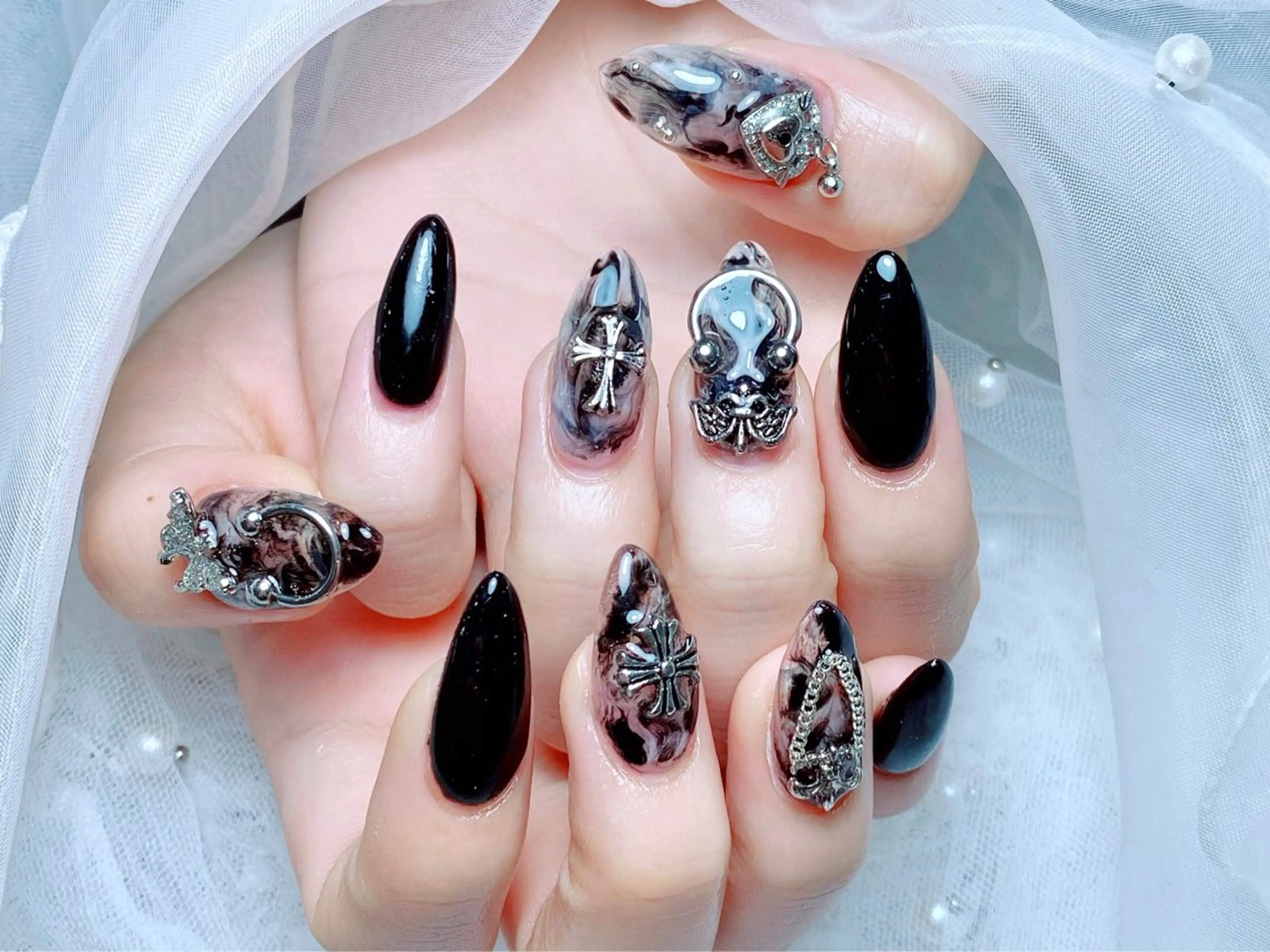 【平日限定❤️】🟢チップ長さだし＋持ち込みデザイン(🔅デザイン、パーツ6本ok)土日祝13980➡️平日12980の写真